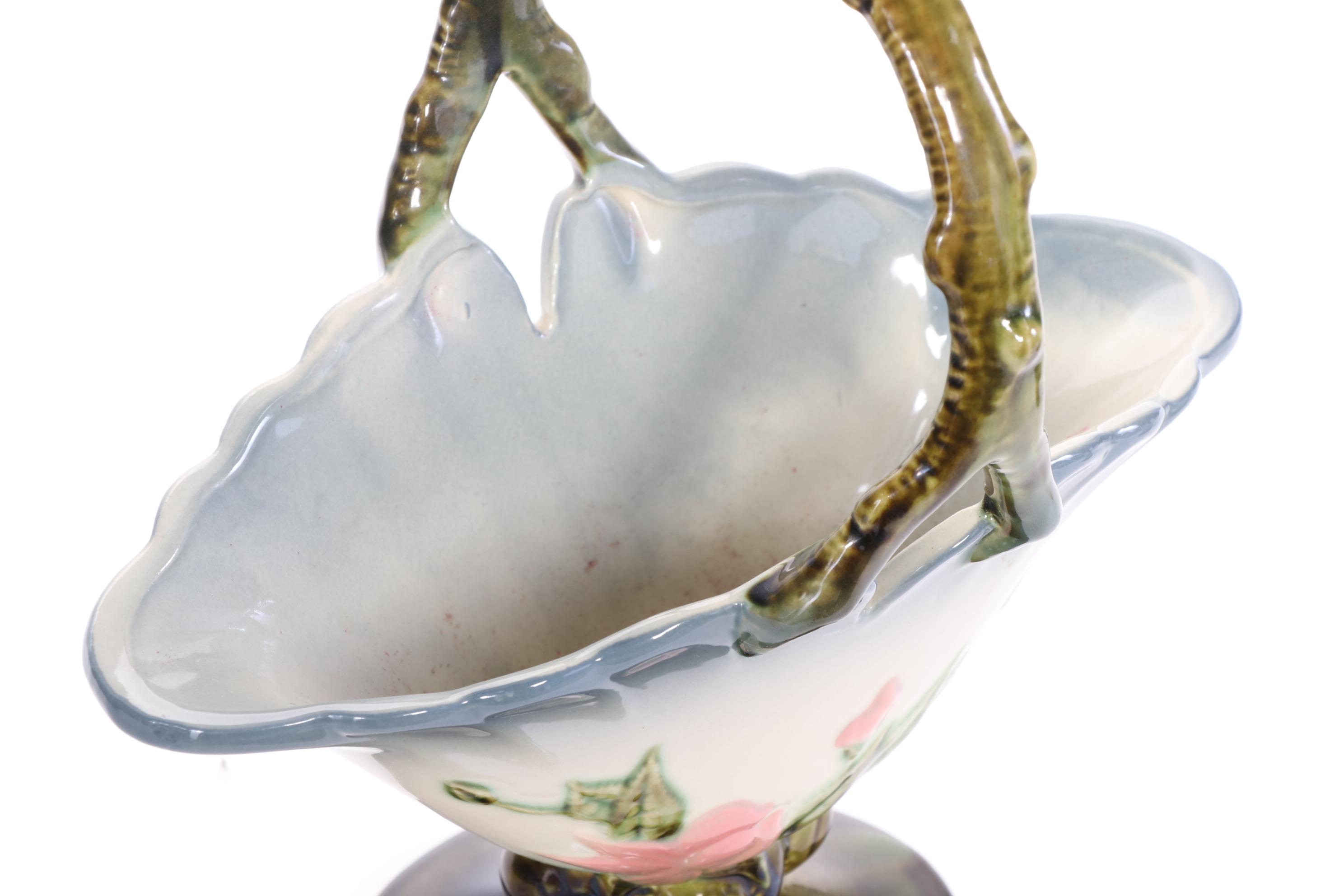 Hull Art Pottery "Woodland" Candle Holders and Basket Vase, 1950s