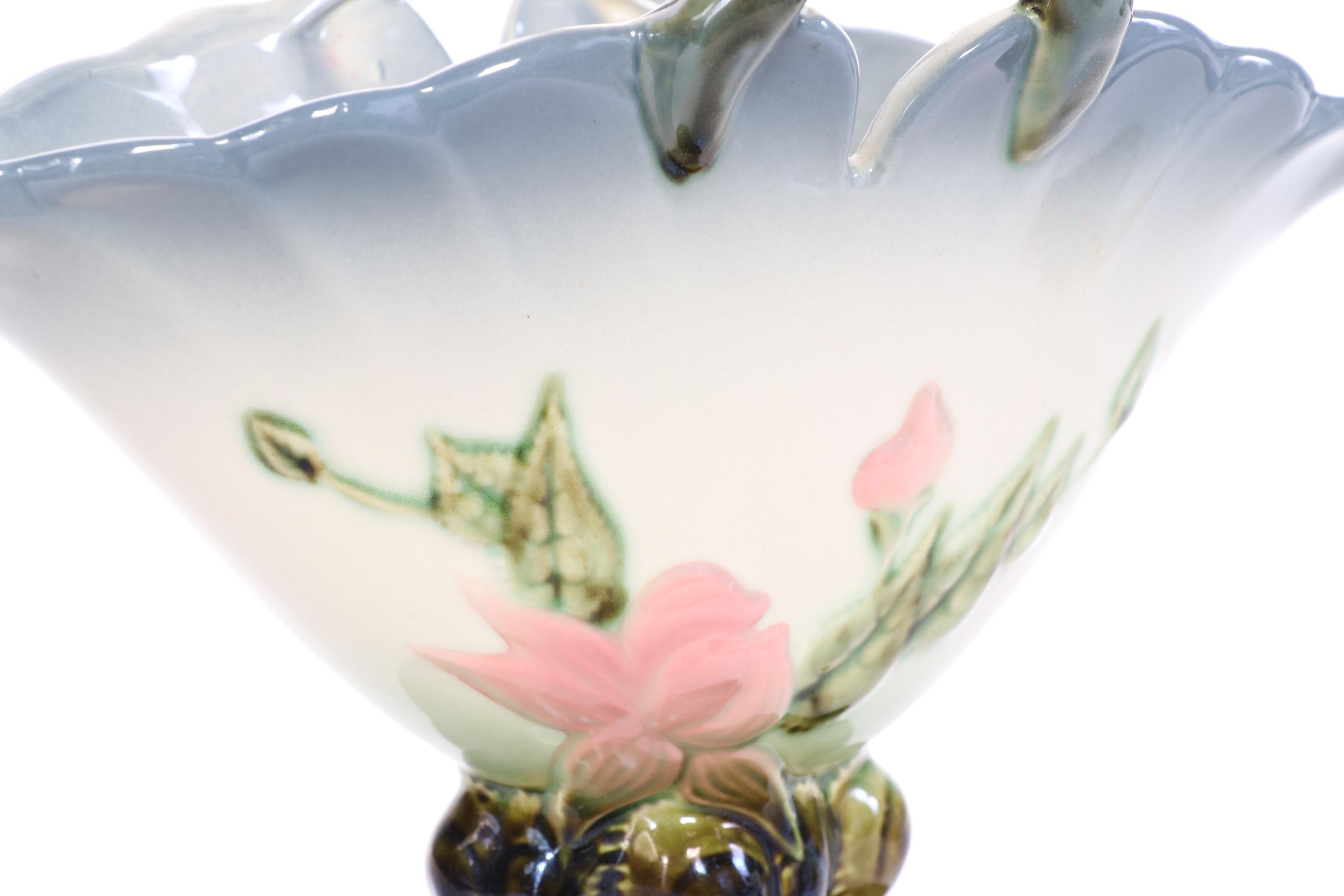 Hull Art Pottery "Woodland" Candle Holders and Basket Vase, 1950s