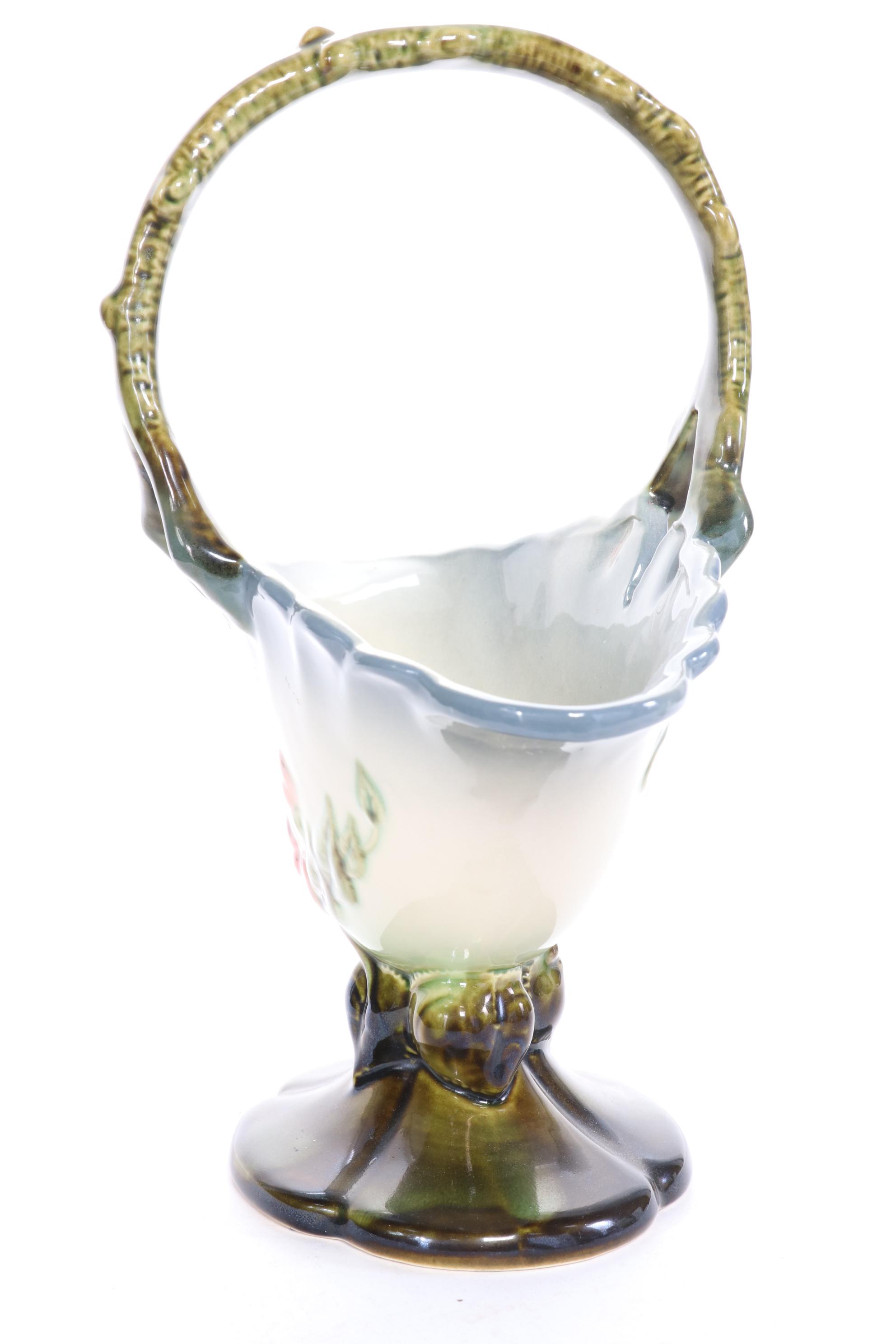 Hull Art Pottery "Woodland" Candle Holders and Basket Vase, 1950s