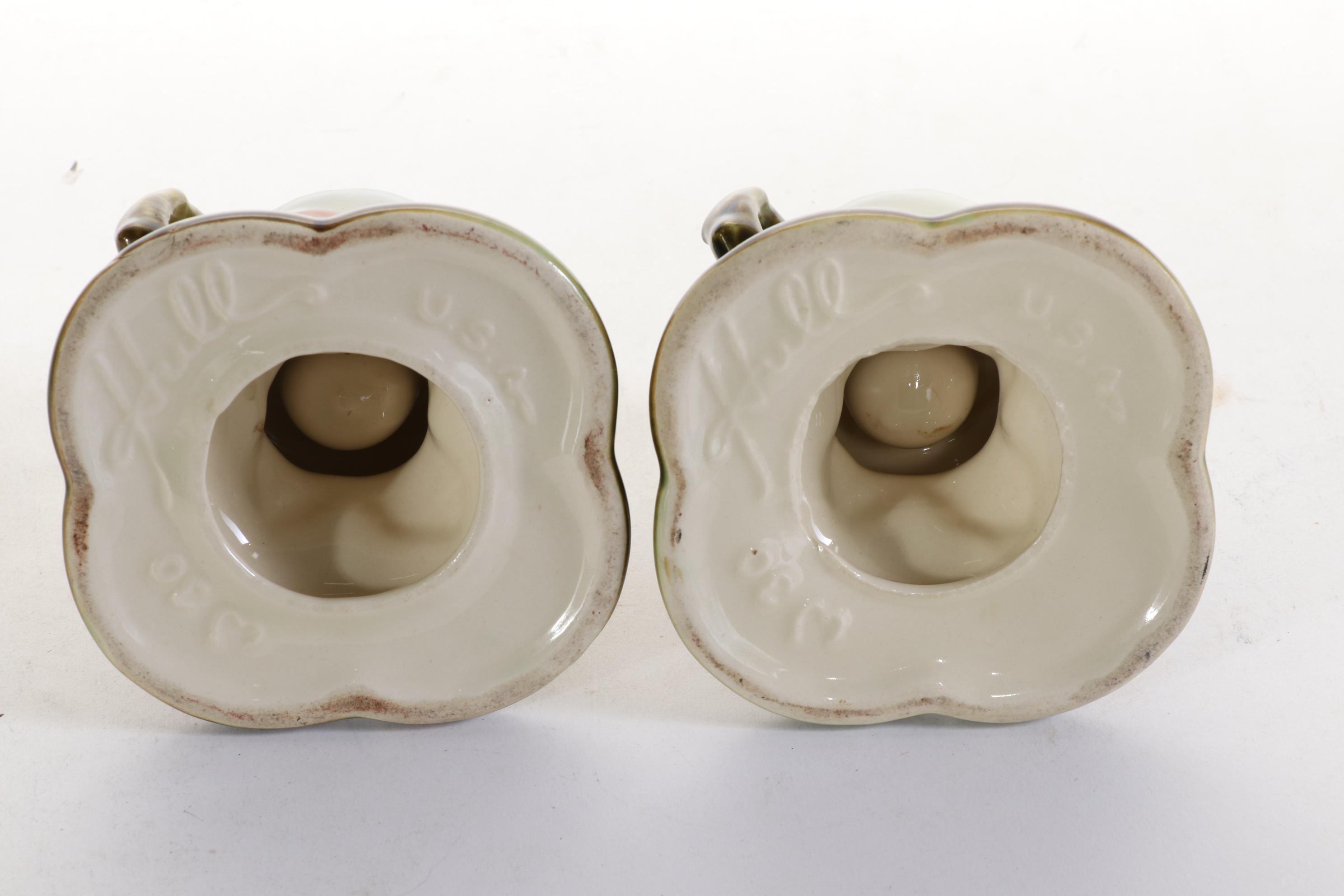 Hull Art Pottery "Woodland" Candle Holders and Basket Vase, 1950s