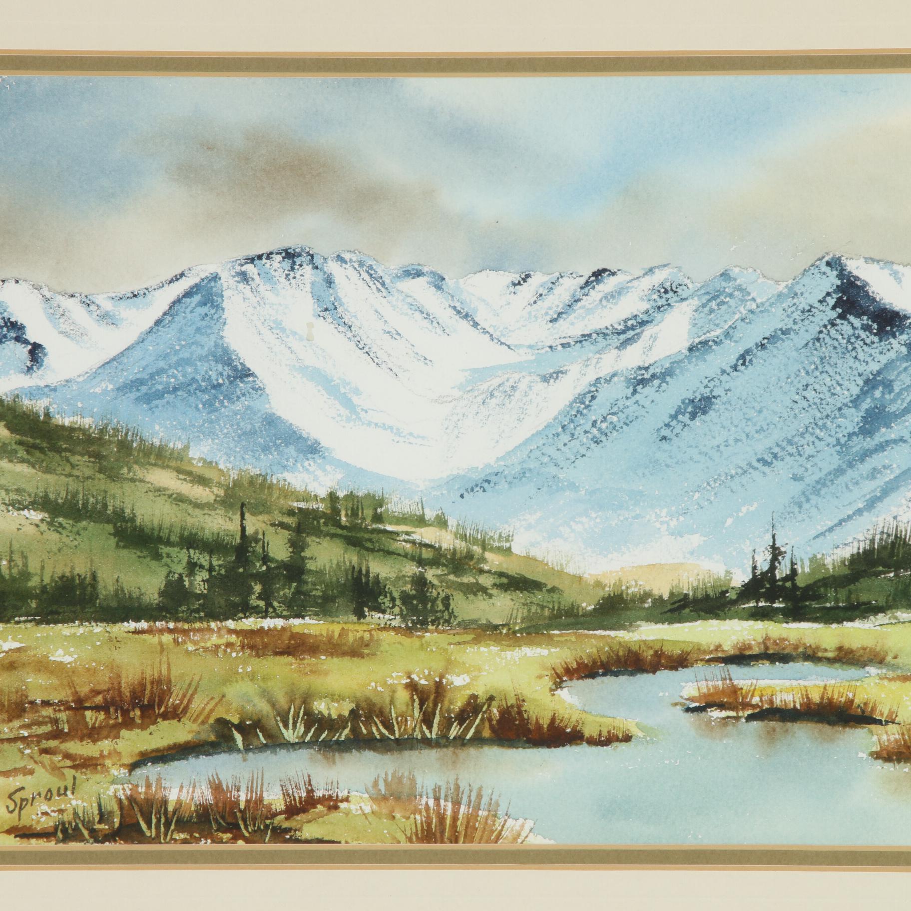 Ann Sproul Watercolor Painting "Elk Mountain Range"