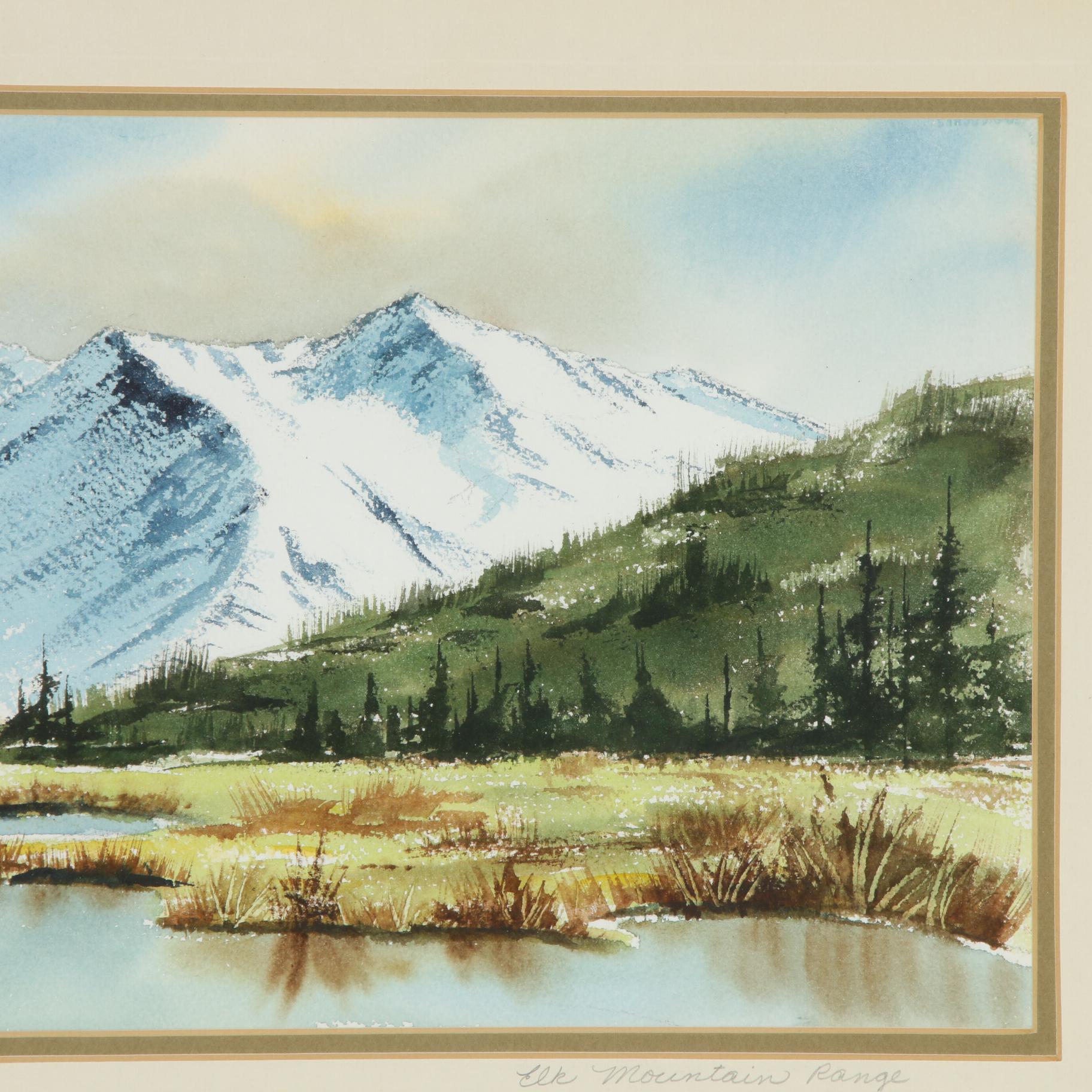Ann Sproul Watercolor Painting "Elk Mountain Range"