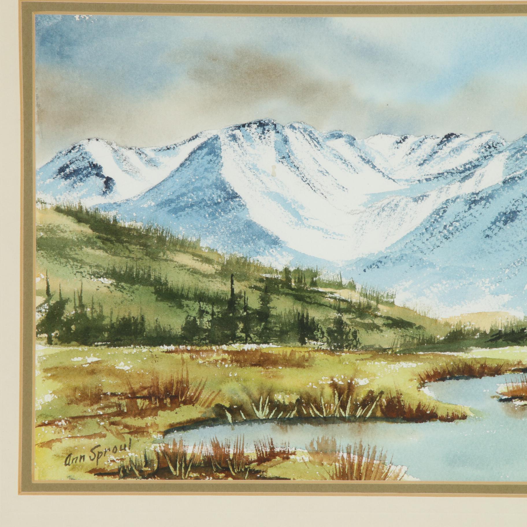 Ann Sproul Watercolor Painting "Elk Mountain Range"