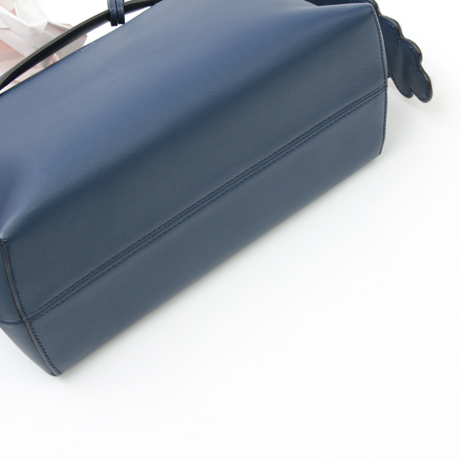Fendi By the Way Navy Grained Leather Two-Way Bag with Multicolor Pyramid Studs