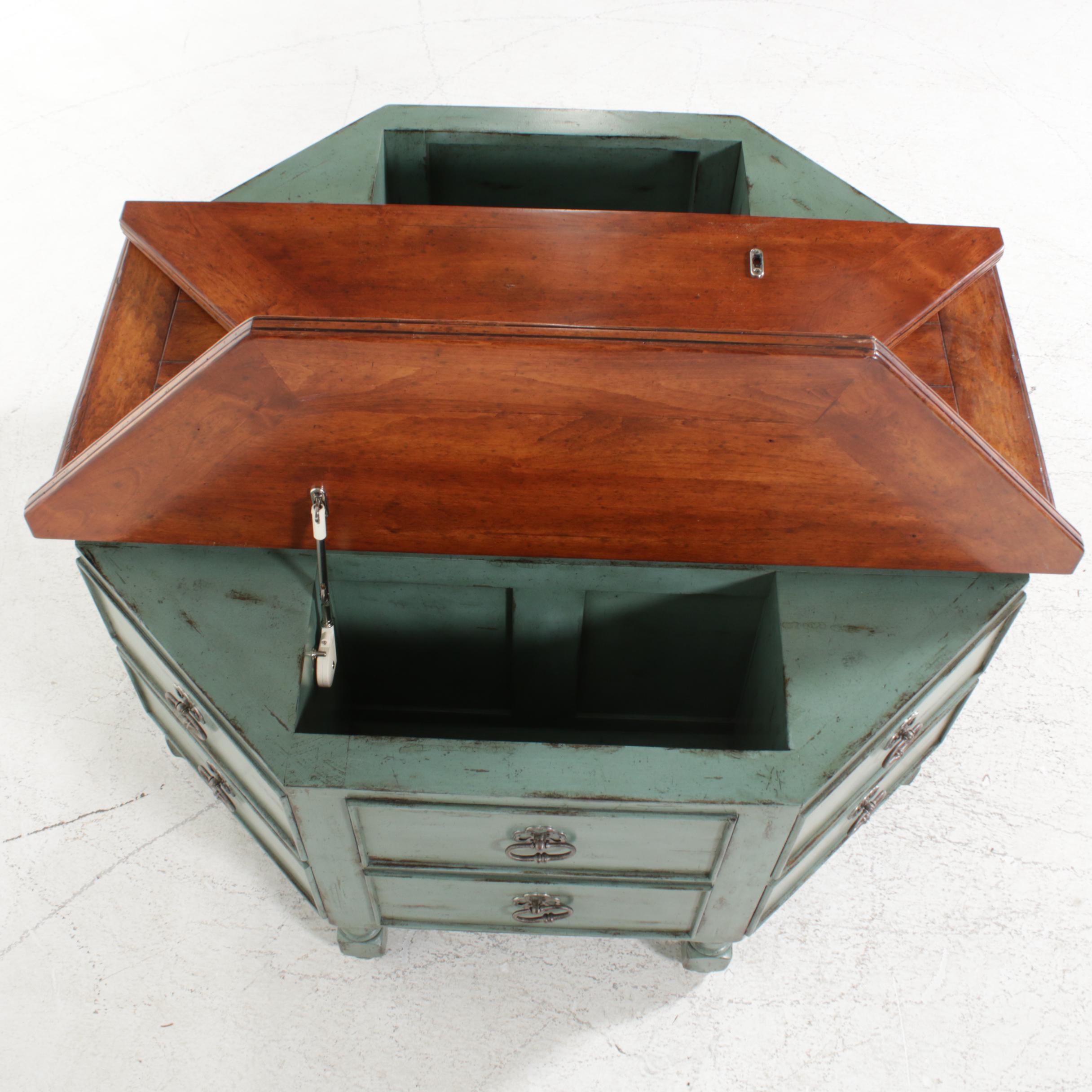 Farmhouse Style Octagon Coffee Table with Storage