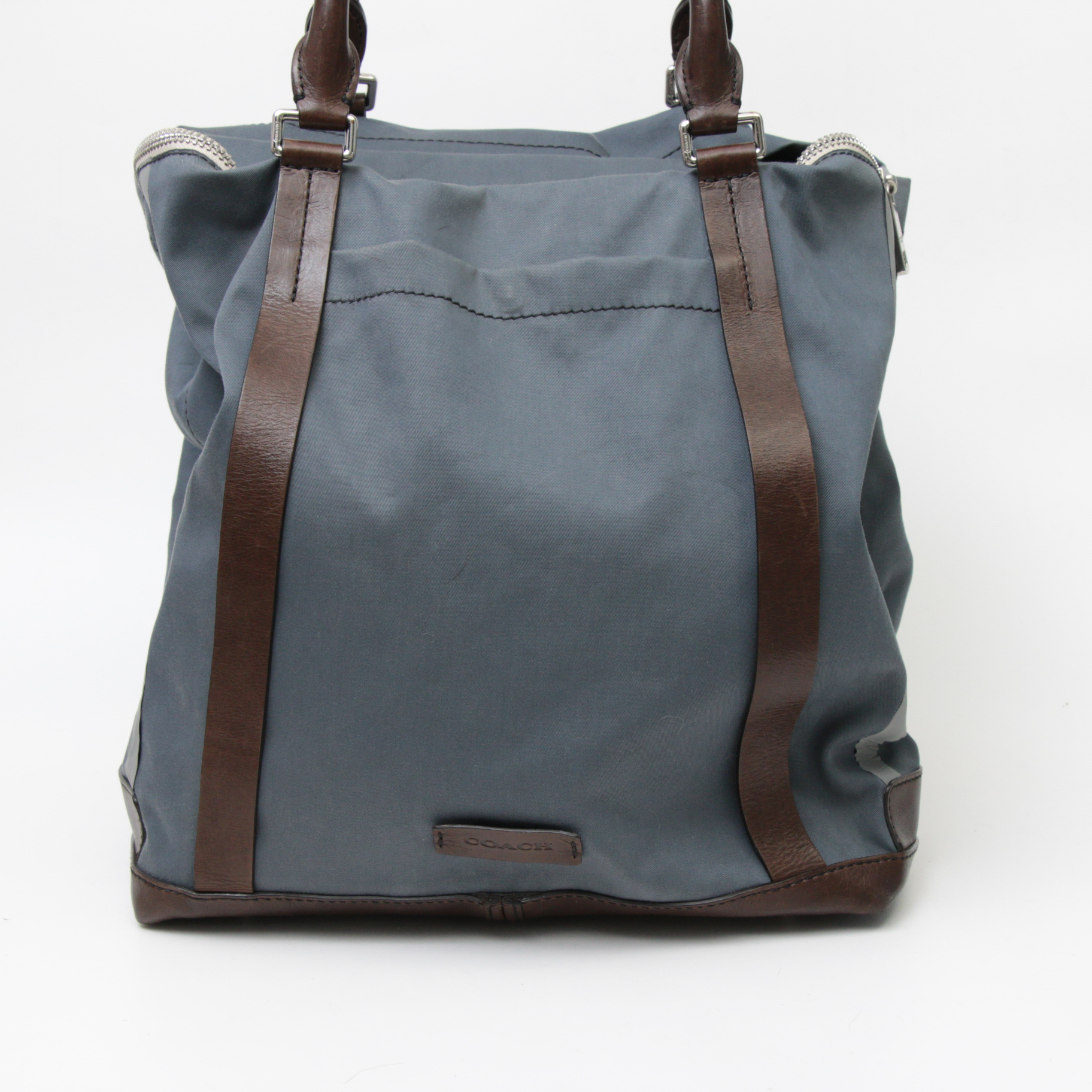 Coach Waxed Canvas Weekender Tote Bag with Brown Leather Trim