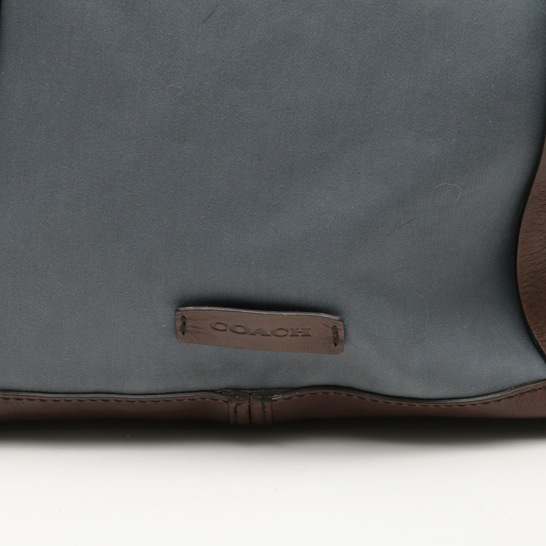 Coach Waxed Canvas Weekender Tote Bag with Brown Leather Trim