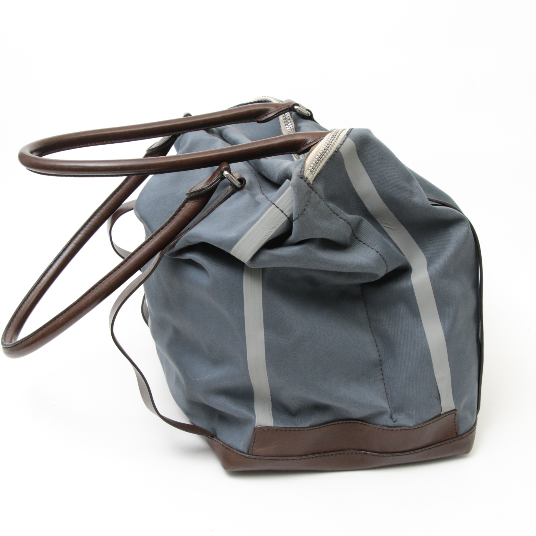 Coach Waxed Canvas Weekender Tote Bag with Brown Leather Trim