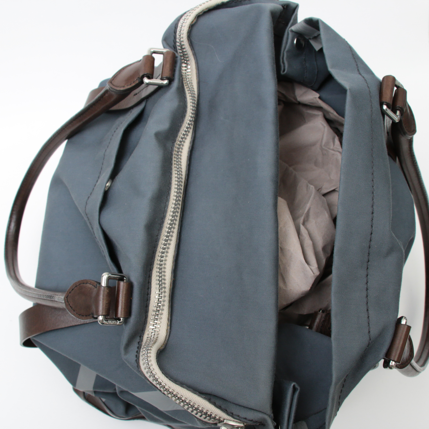 Coach Waxed Canvas Weekender Tote Bag with Brown Leather Trim