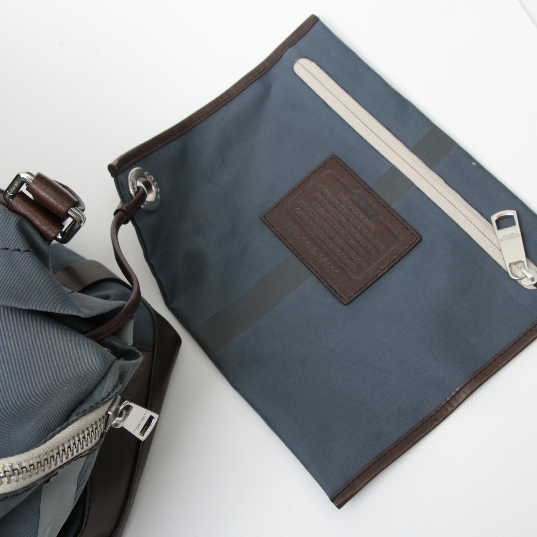 Coach Waxed Canvas Weekender Tote Bag with Brown Leather Trim