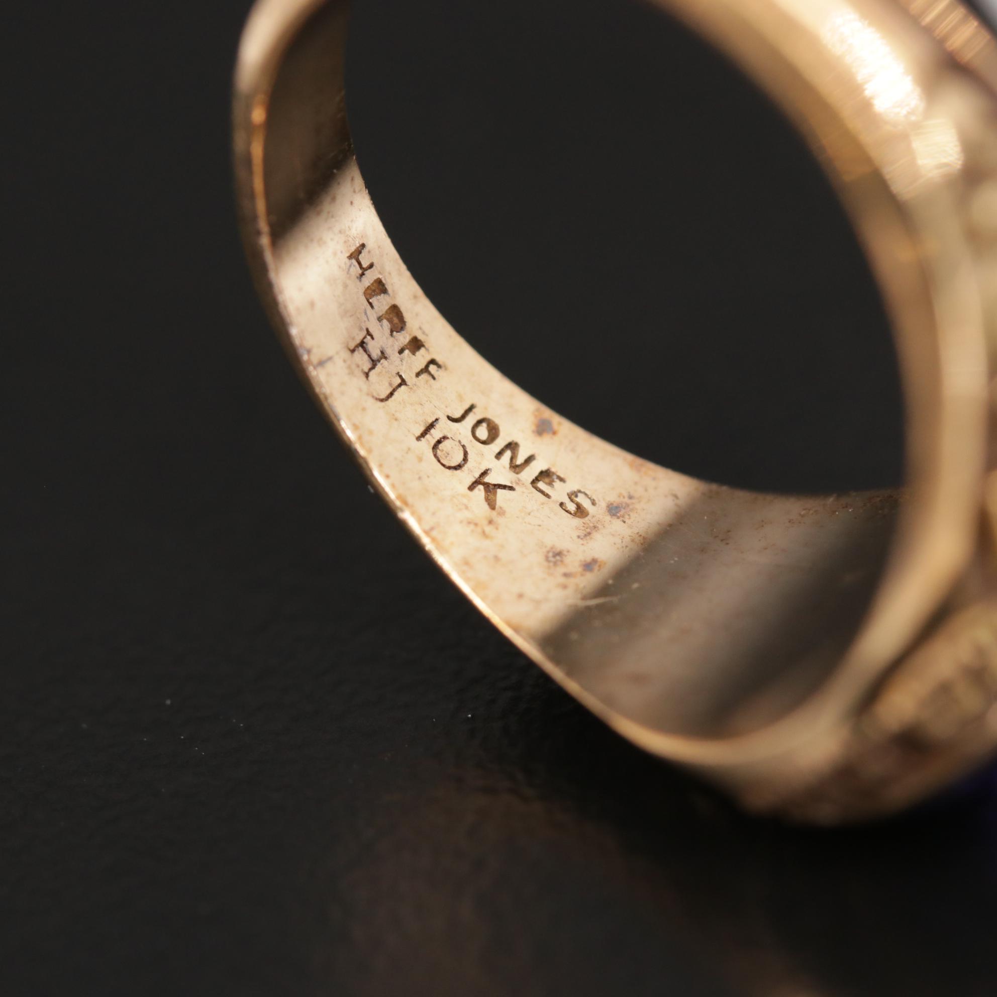 Vintage Herff Jones Co. 10K Gold Synthetic Sapphire Class Ring