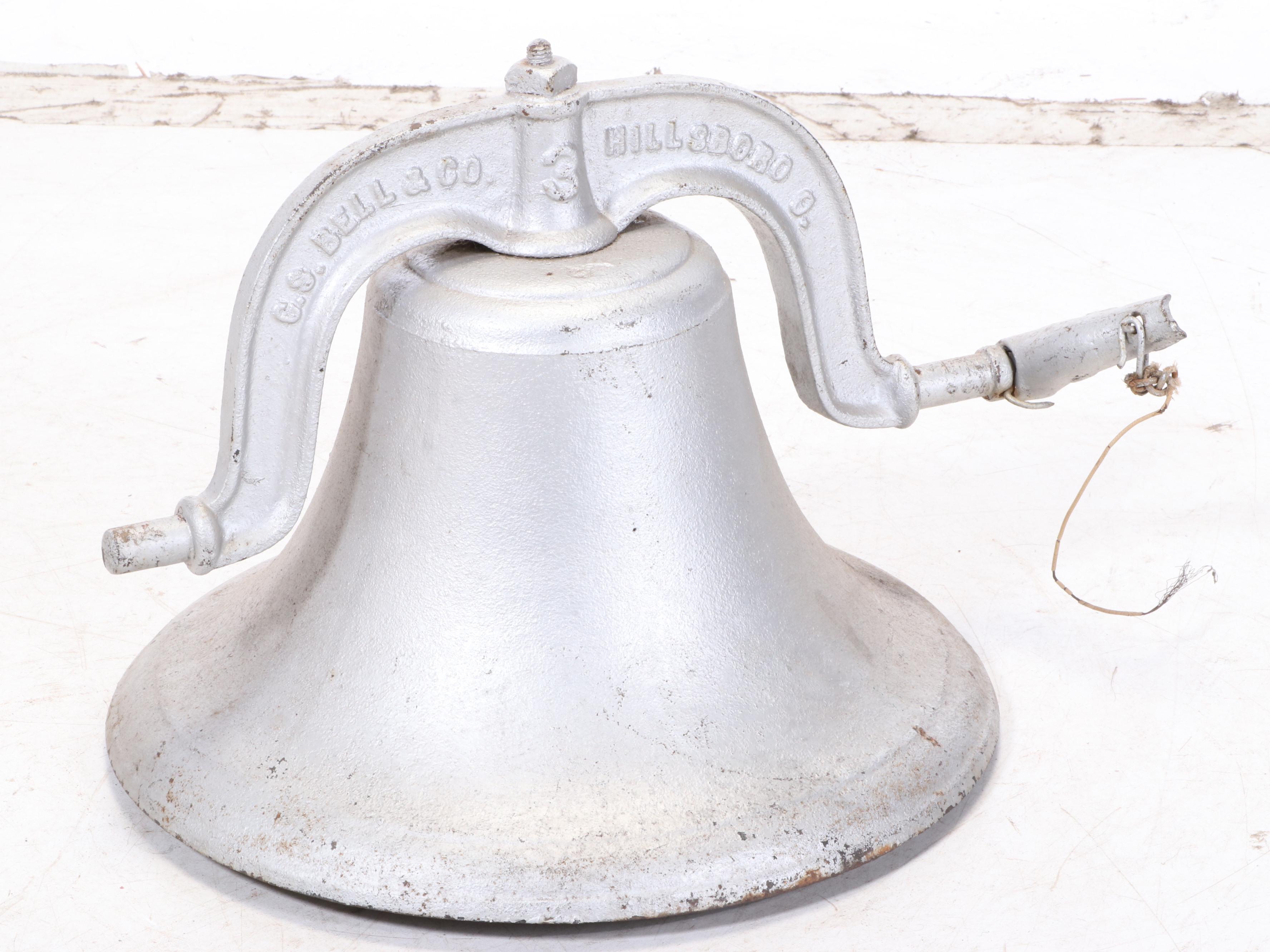 G. S. Bell & Co., Hillsboro, Ohio Cast Iron Bell with Yoke, Pat. 1886