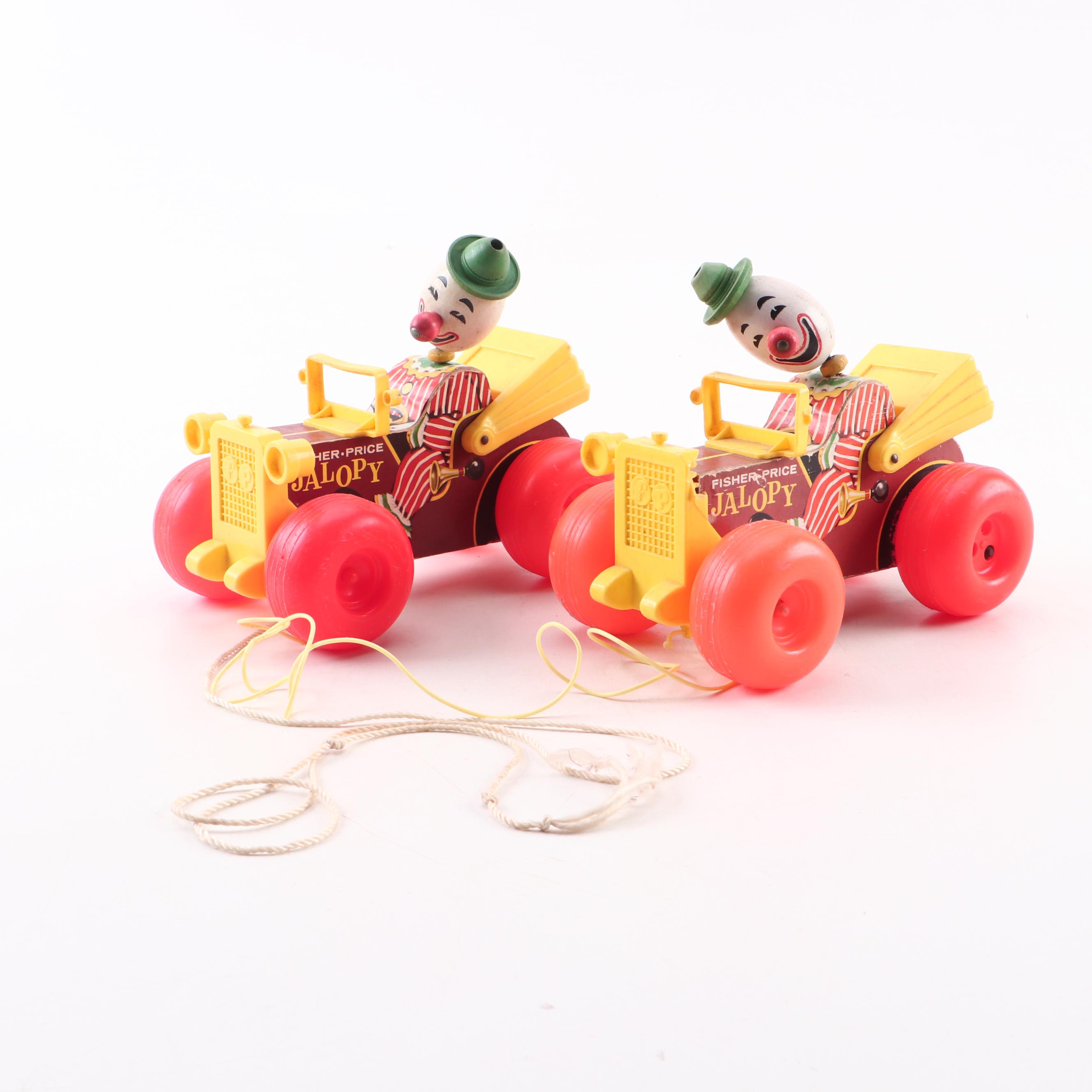 Walter, Schylling, and Fisher Price Pull Toys with "Jalopy" the Clown