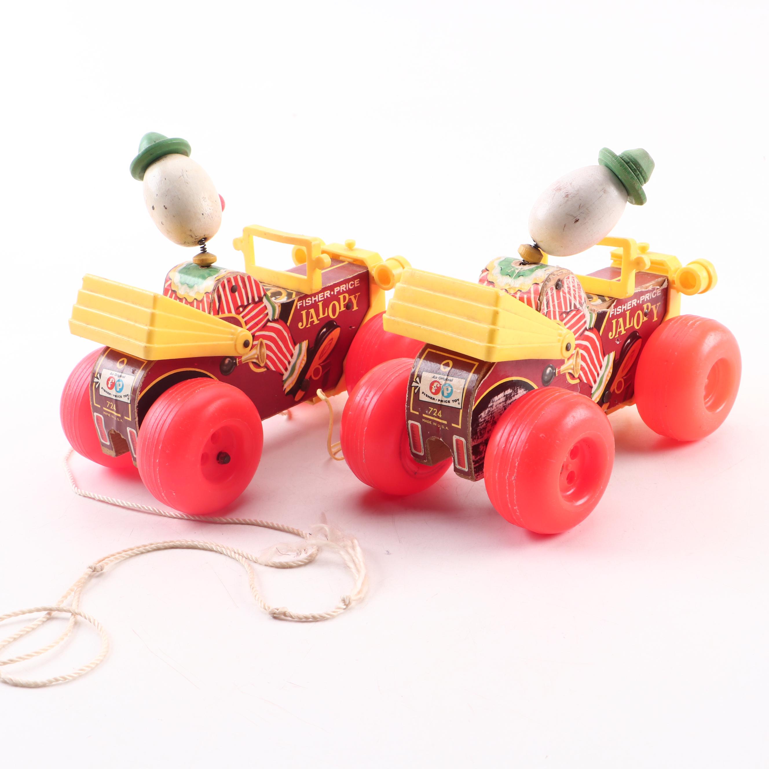 Walter, Schylling, and Fisher Price Pull Toys with "Jalopy" the Clown