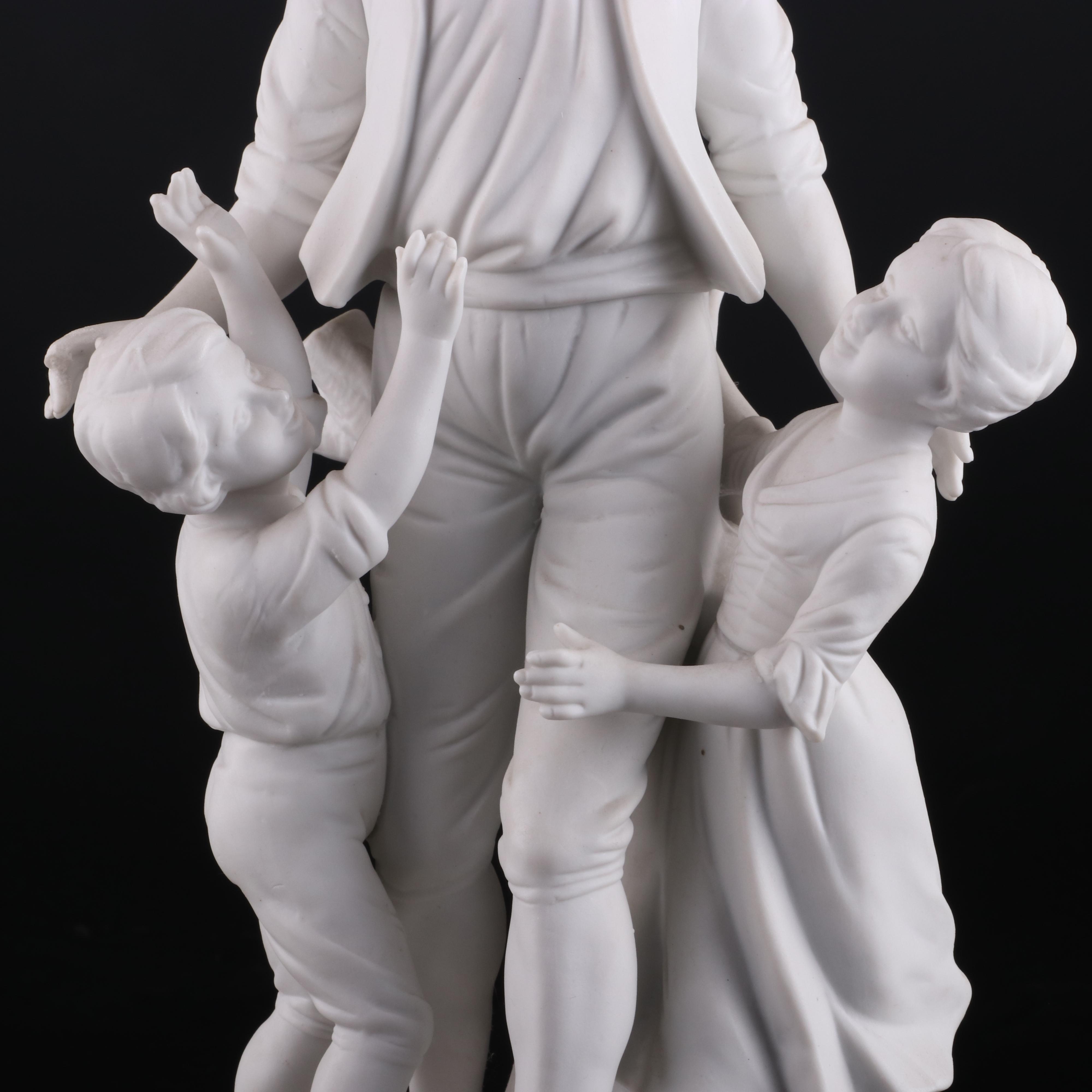English Parian Ware "Father with Children" Figurine
