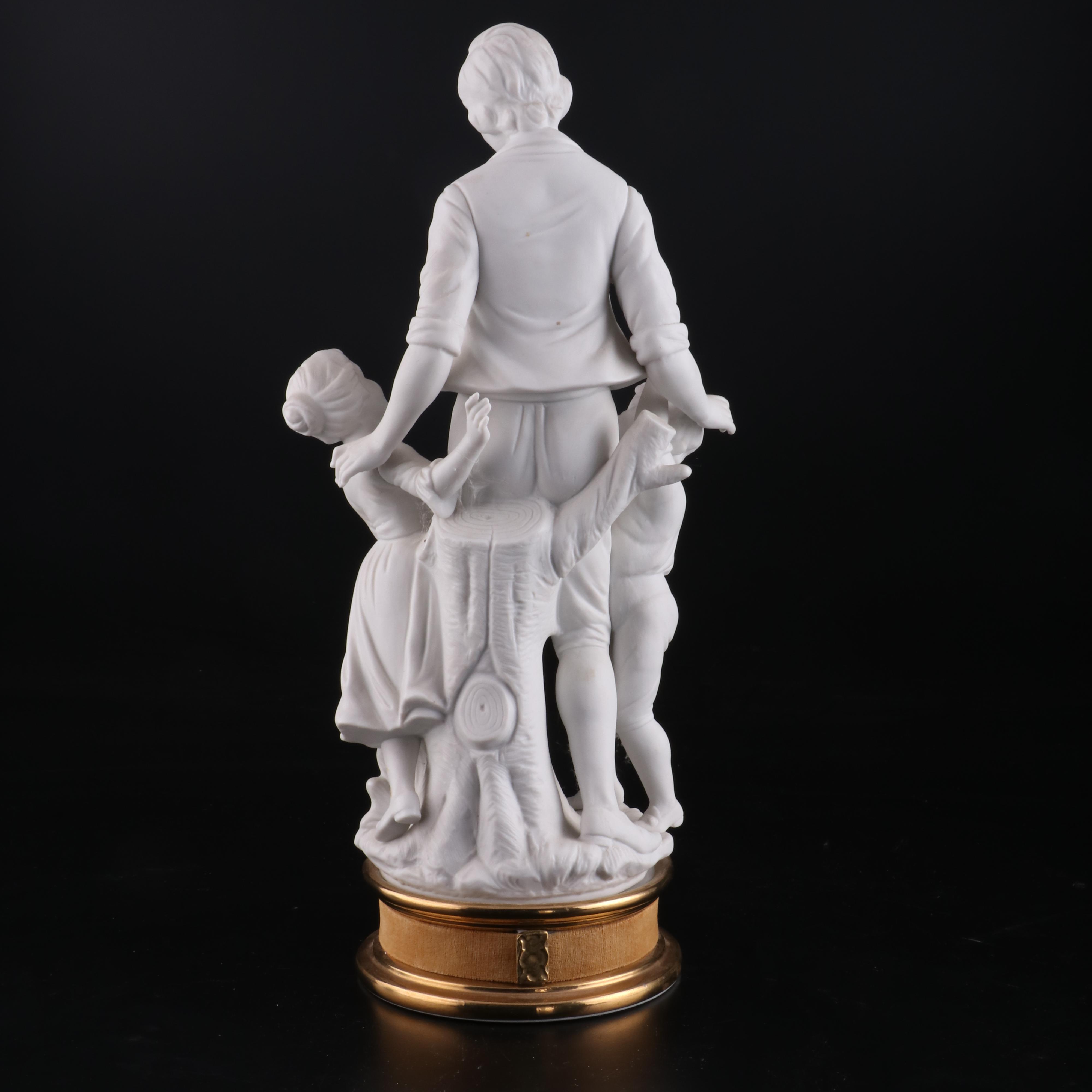 English Parian Ware "Father with Children" Figurine
