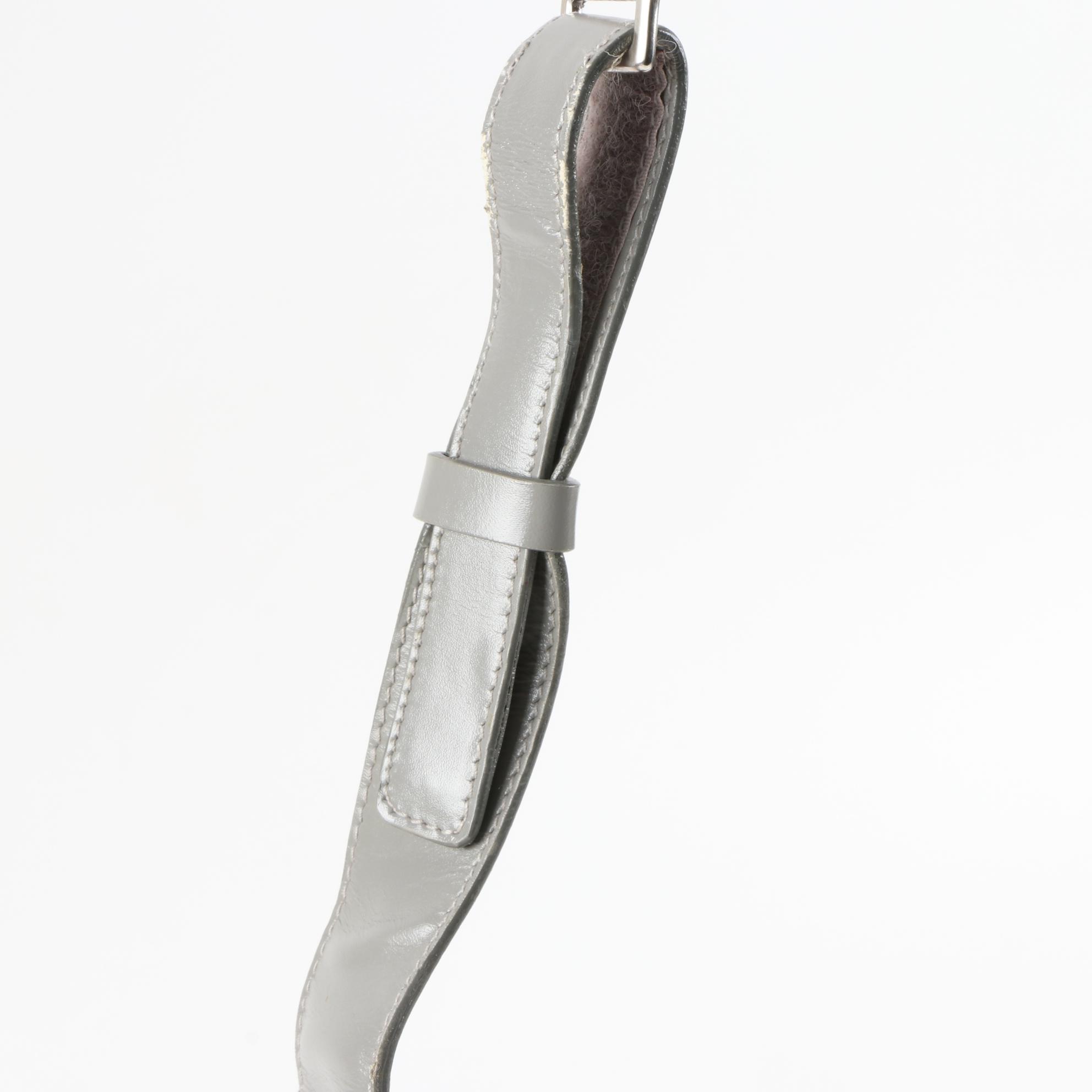 Prada Gray Glazed Leather Shoulder Bag