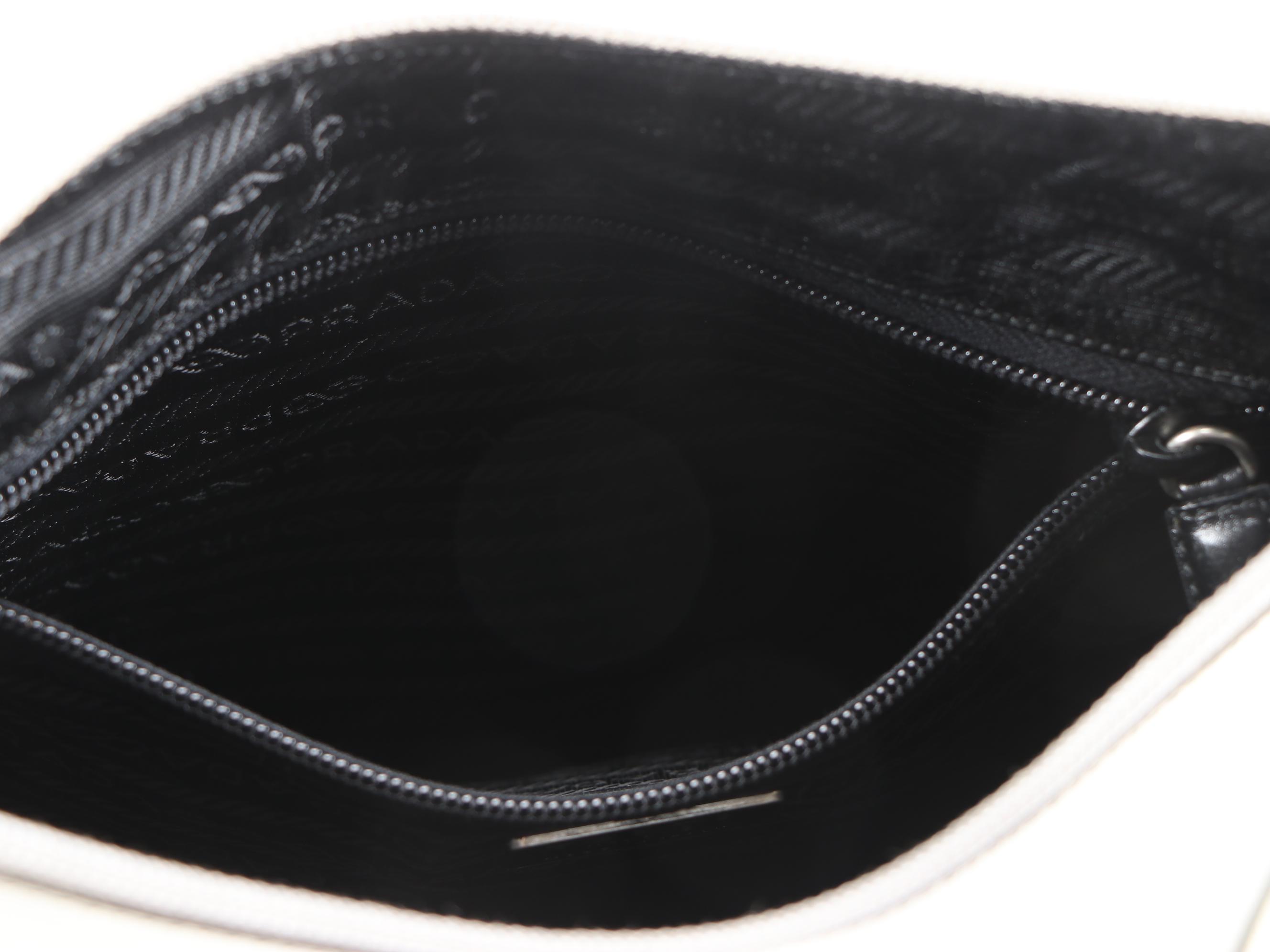 Prada Gray Glazed Leather Shoulder Bag