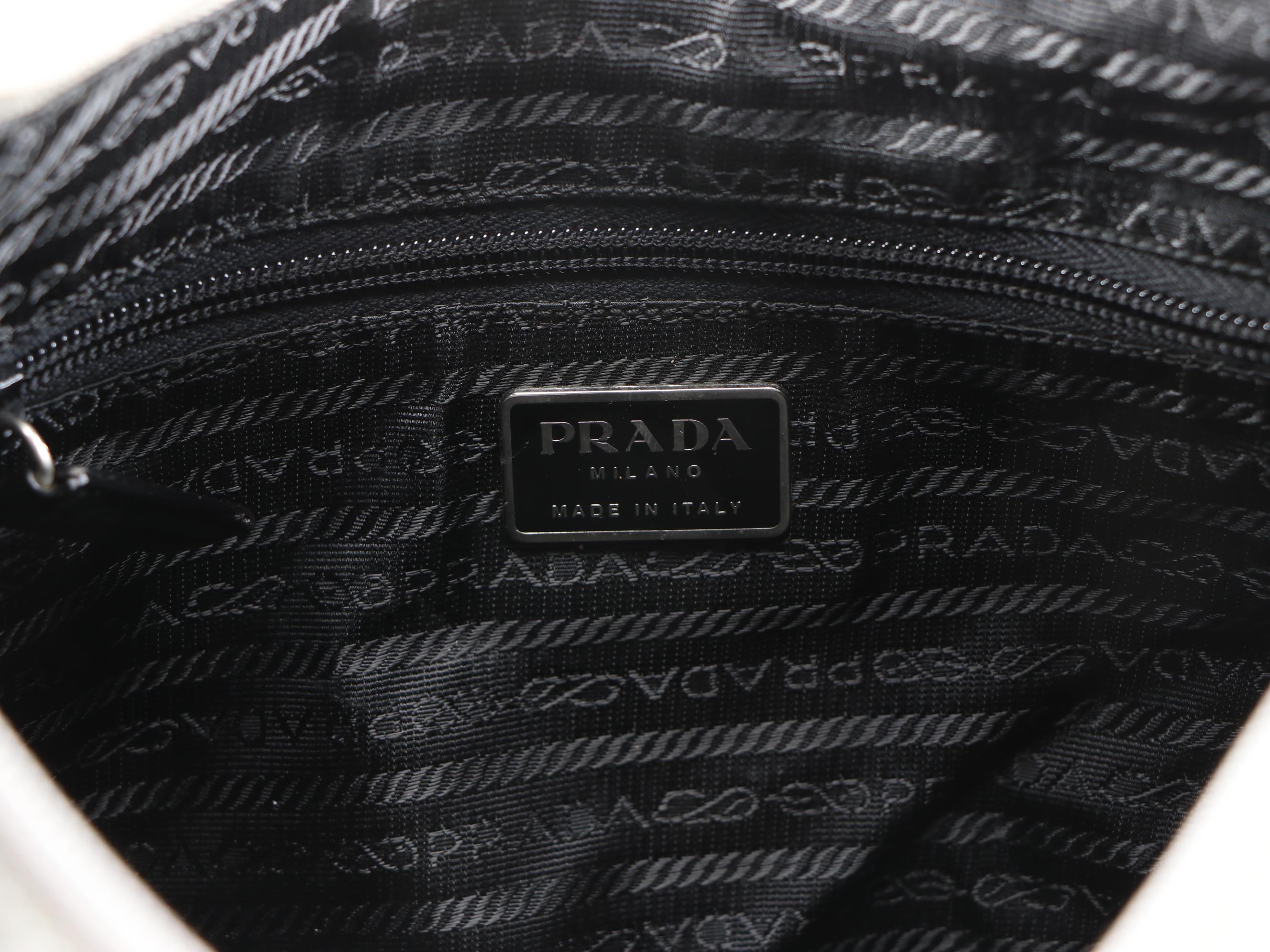 Prada Gray Glazed Leather Shoulder Bag