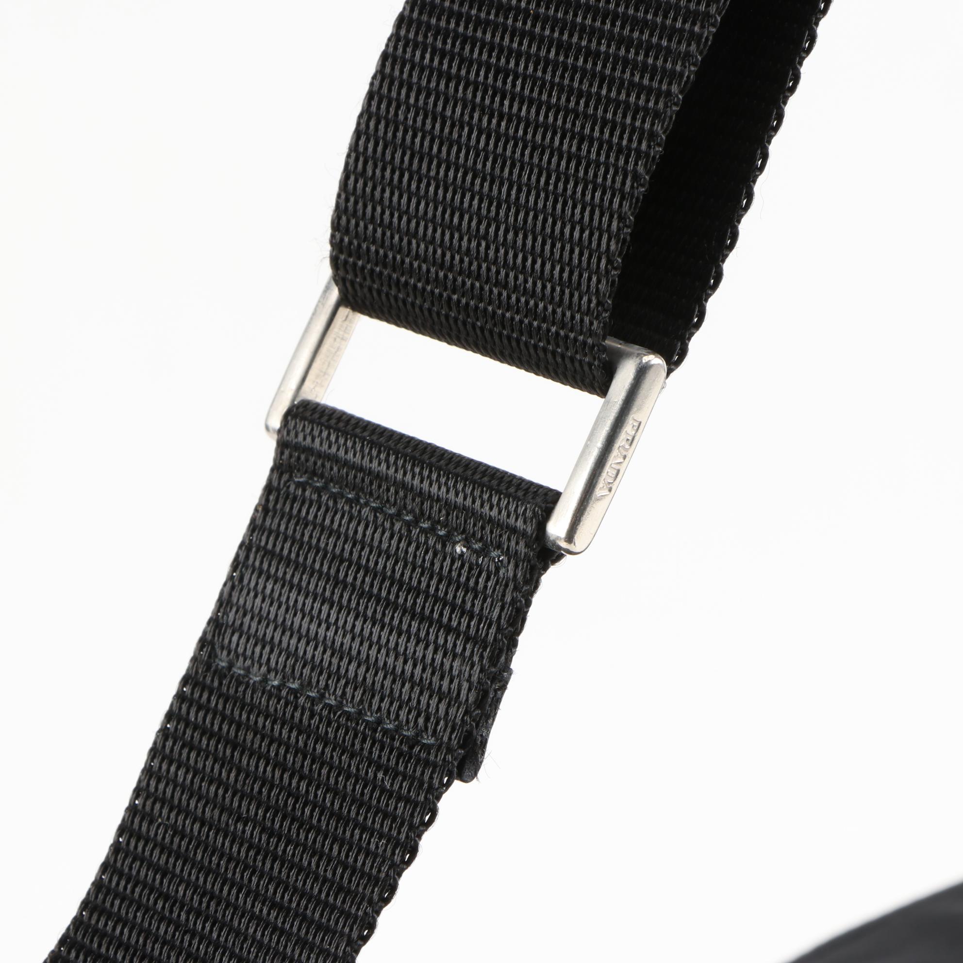 Prada Black Tessuto Nylon Shoulder Bag with Leather Trim