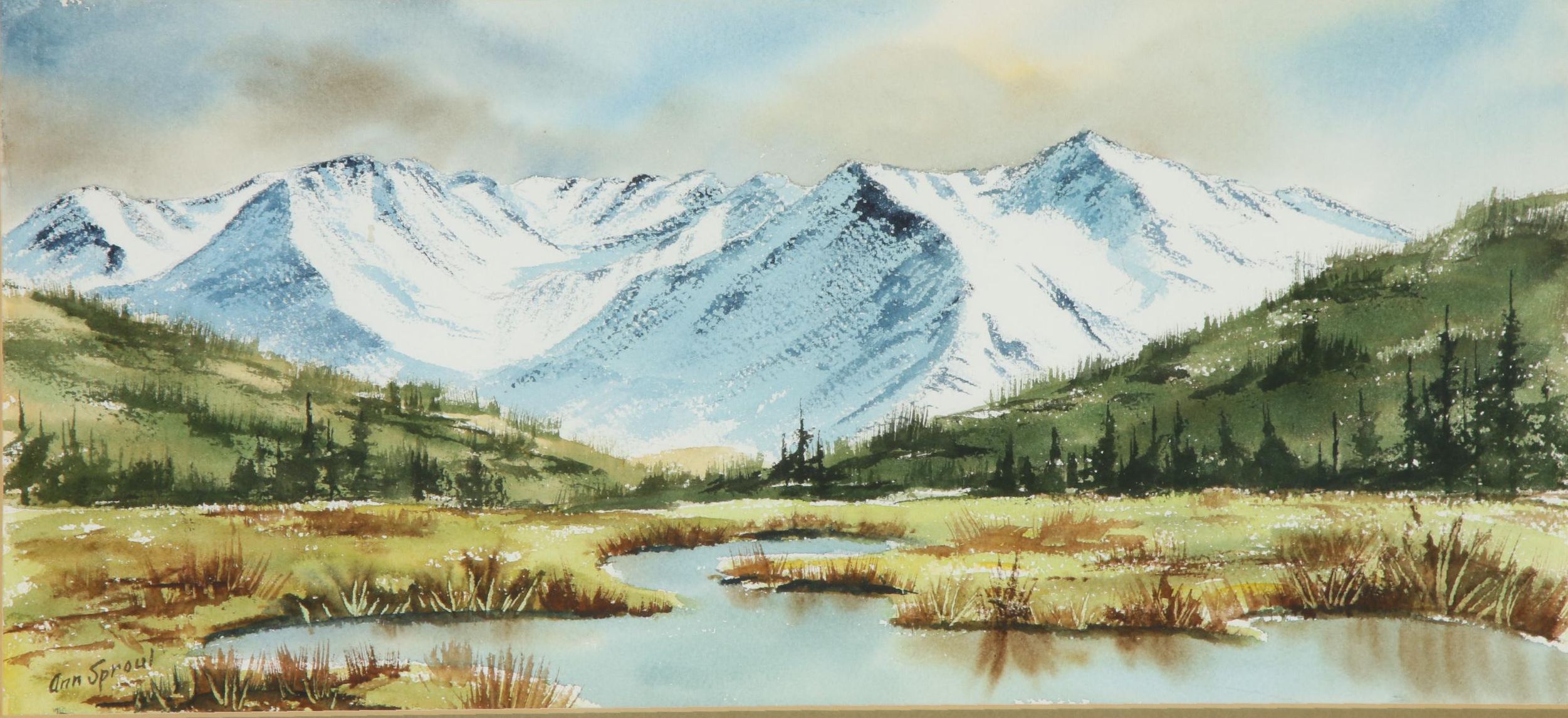 Ann Sproul Watercolor Painting "Elk Mountain Range"
