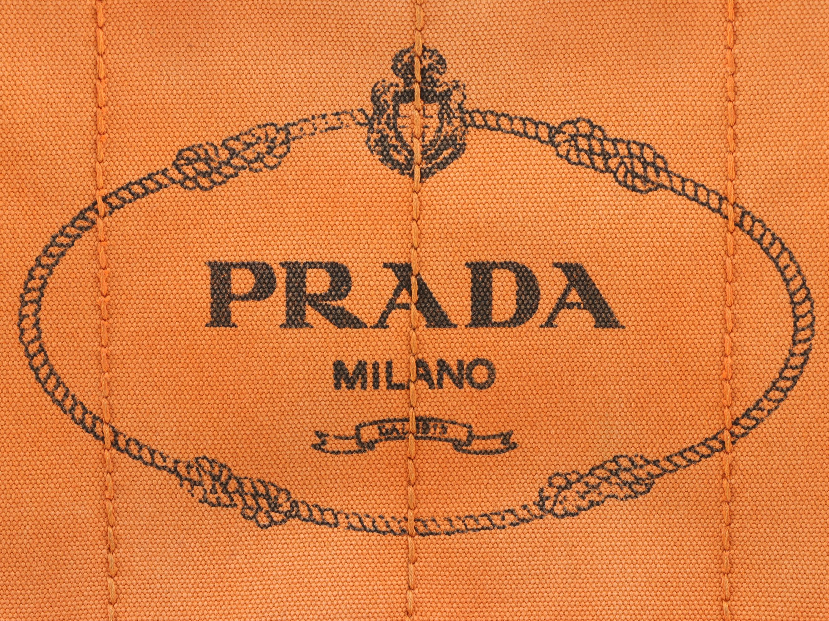 Prada Canapa Canvas Mini Tote in Orange Papaya