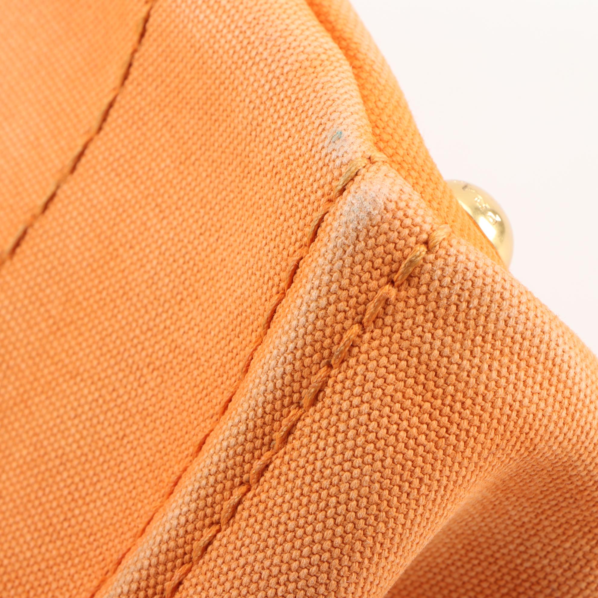 Prada Canapa Canvas Mini Tote in Orange Papaya