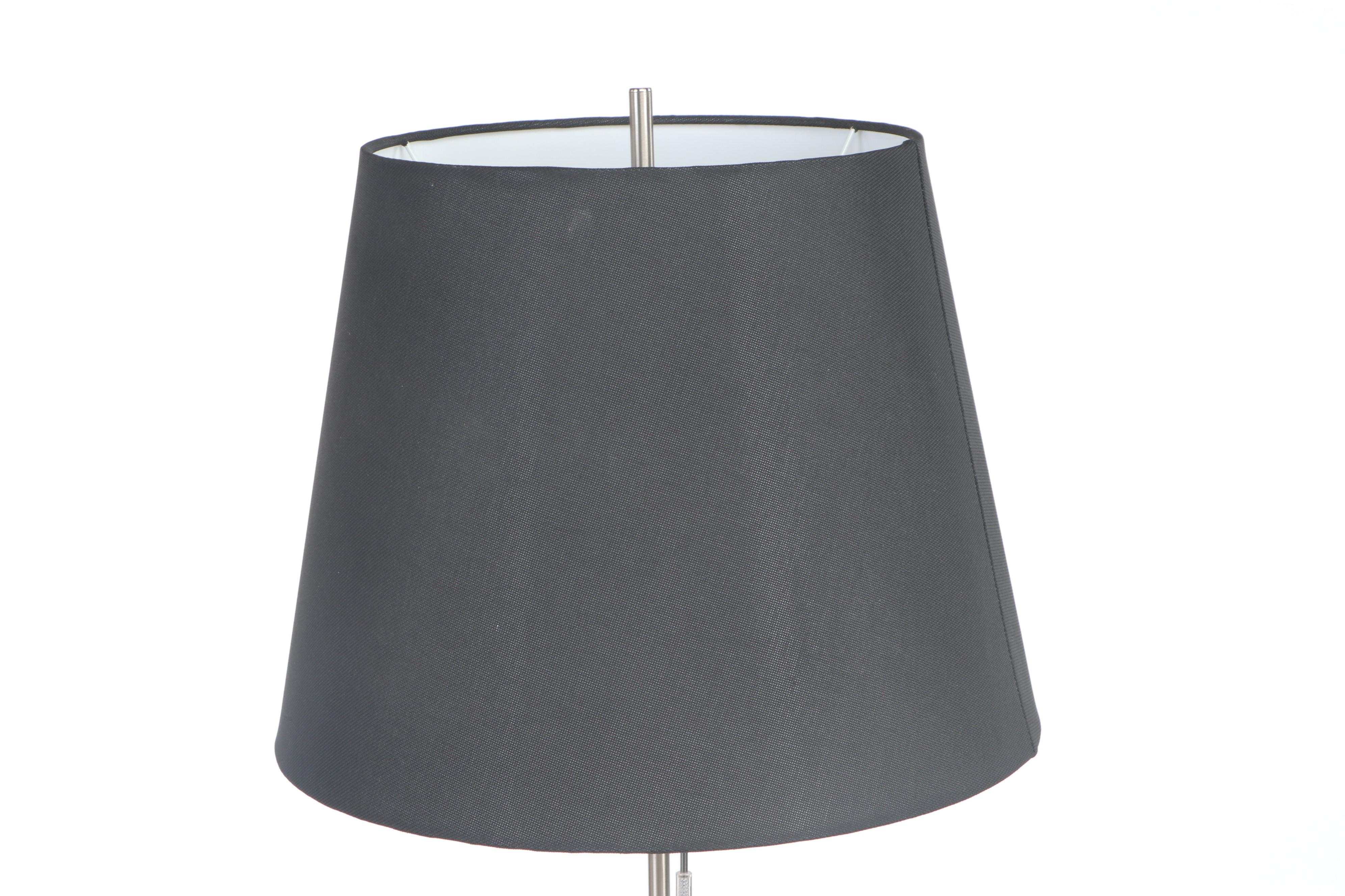 IKEA Stainless Steel Floor Lamp with Black Fabric Shade