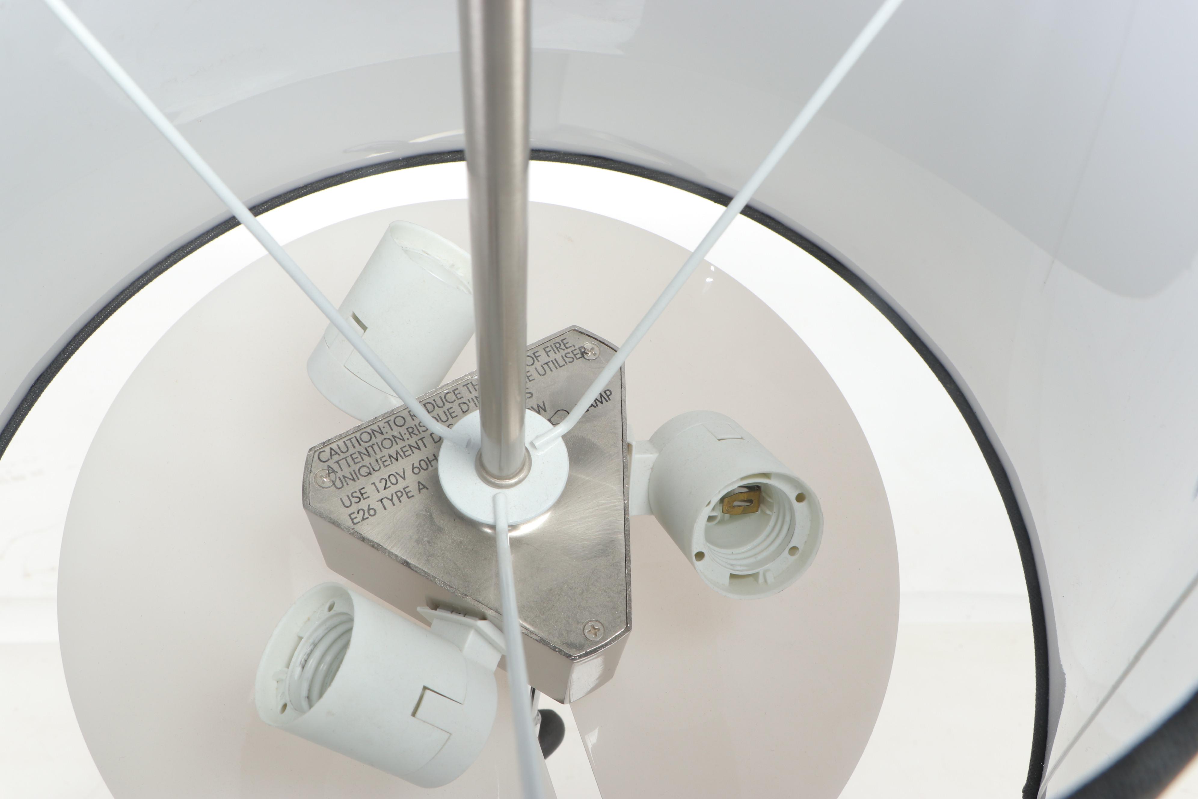 IKEA Stainless Steel Floor Lamp with Black Fabric Shade