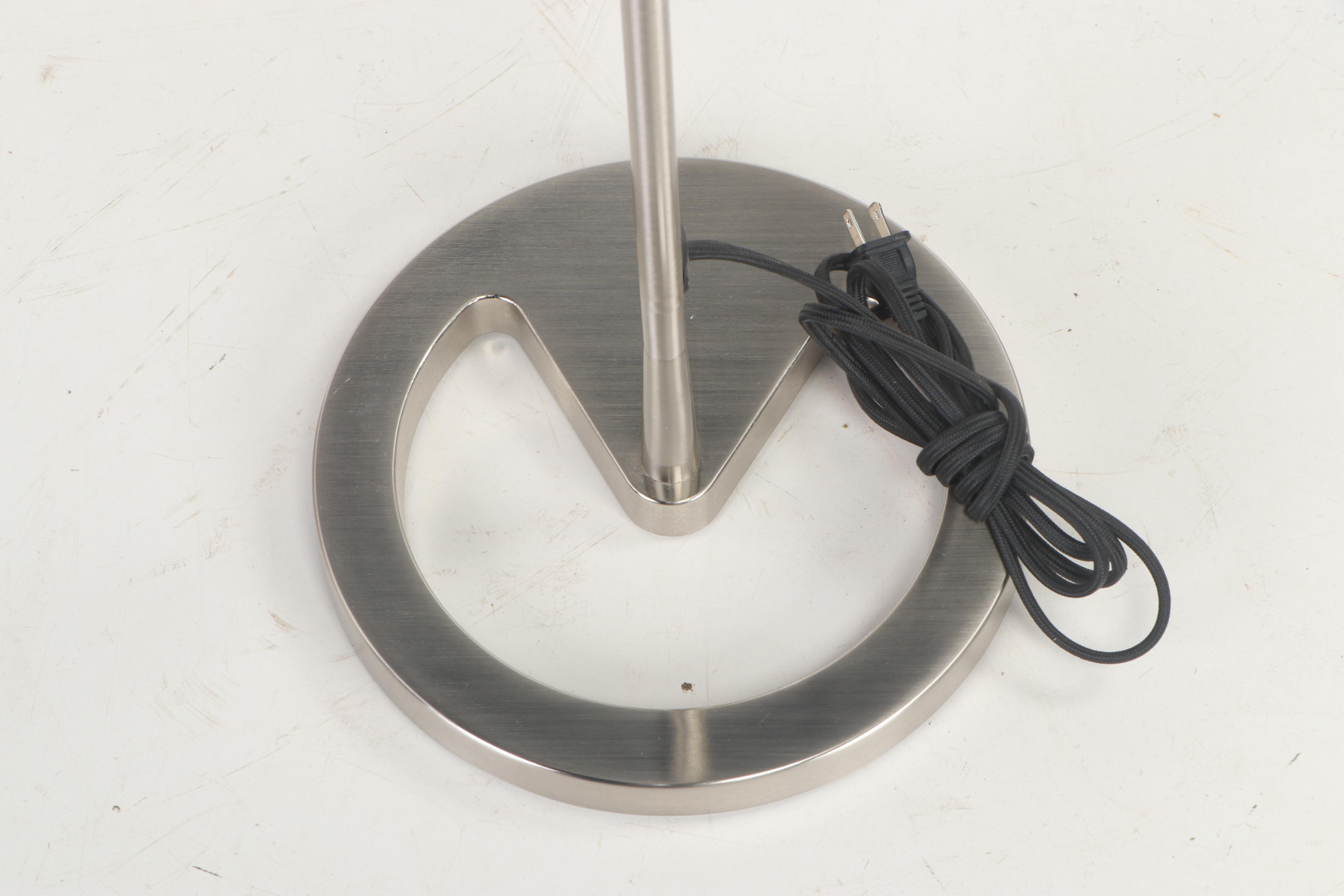 IKEA Stainless Steel Floor Lamp with Black Fabric Shade