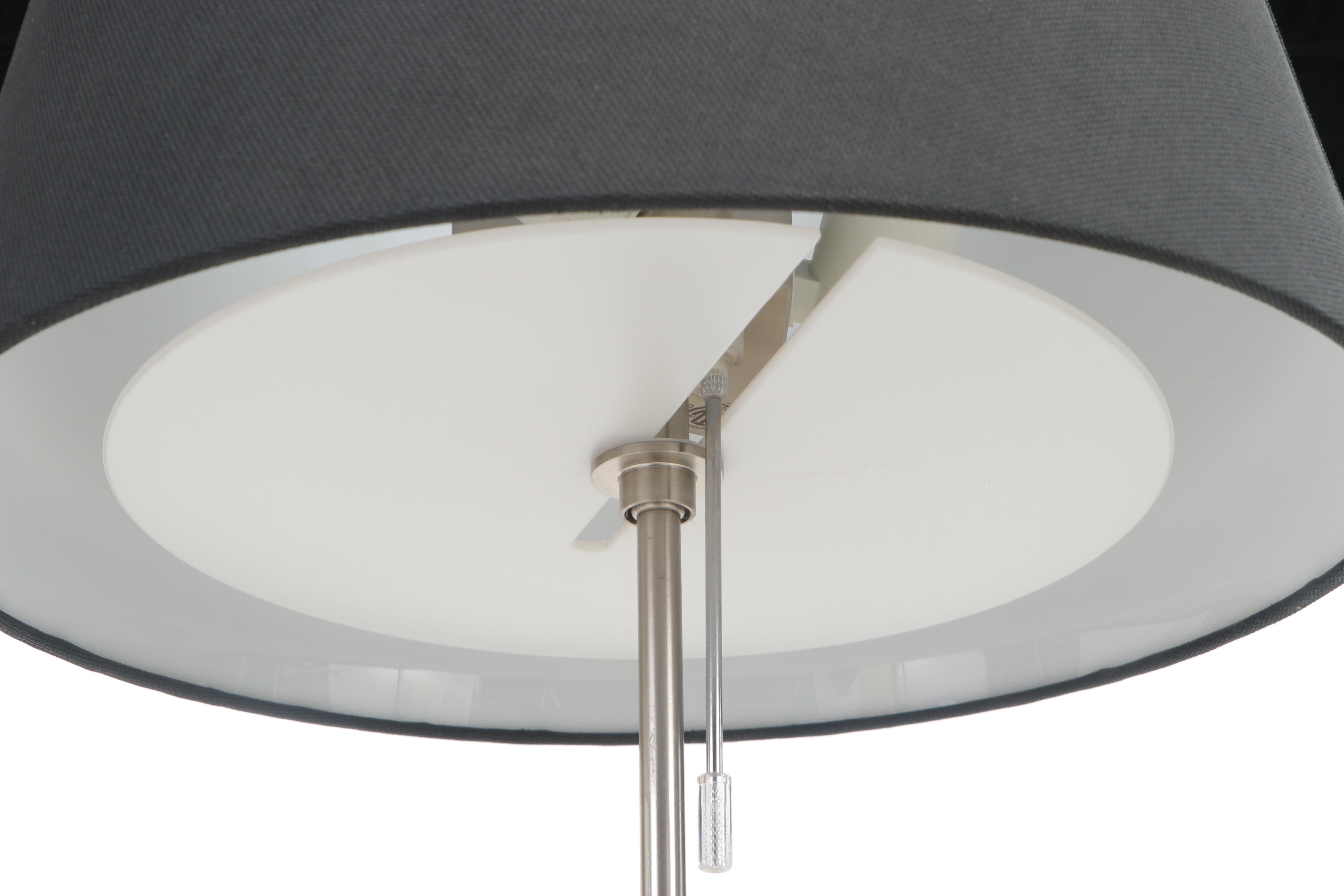 IKEA Stainless Steel Floor Lamp with Black Fabric Shade