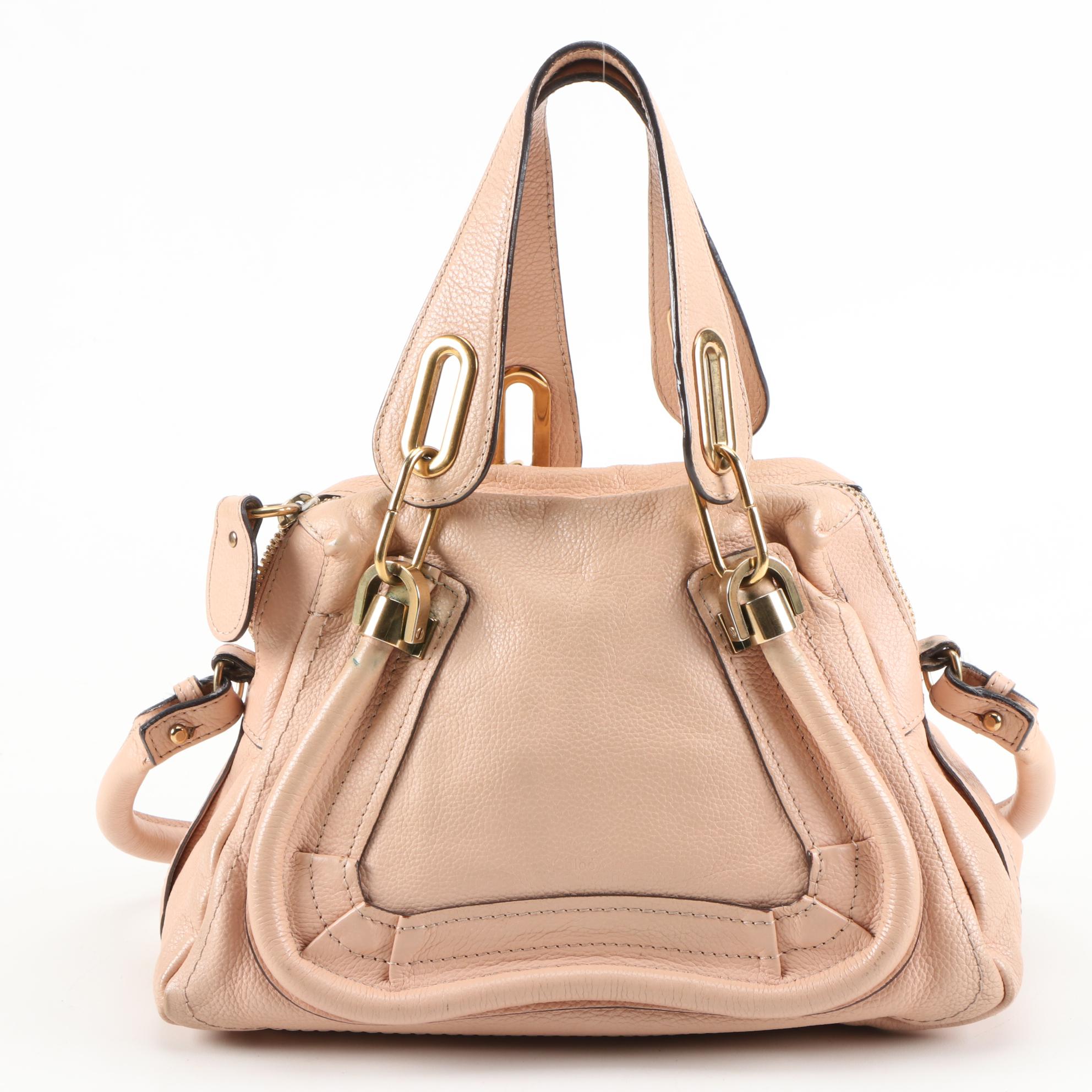 Chloé Small Paraty Bag in Blush Beige Grained Leather