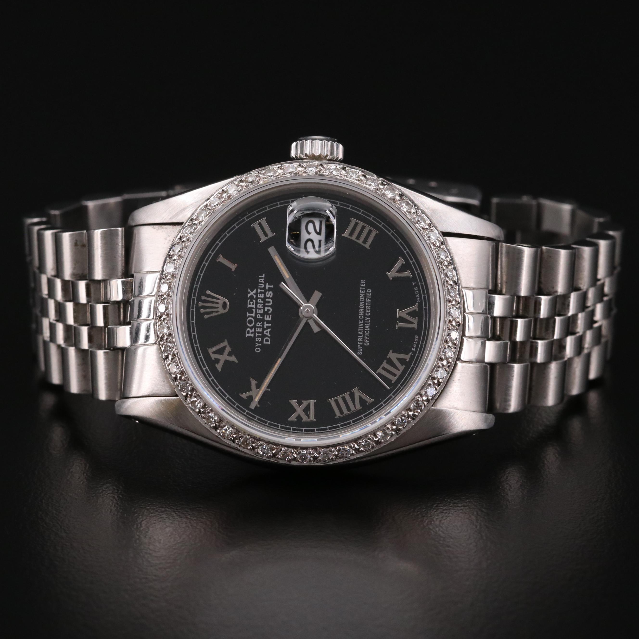 1979 Rolex Datejust 14K Gold, Stainless Steel and Diamond Bezel Watch