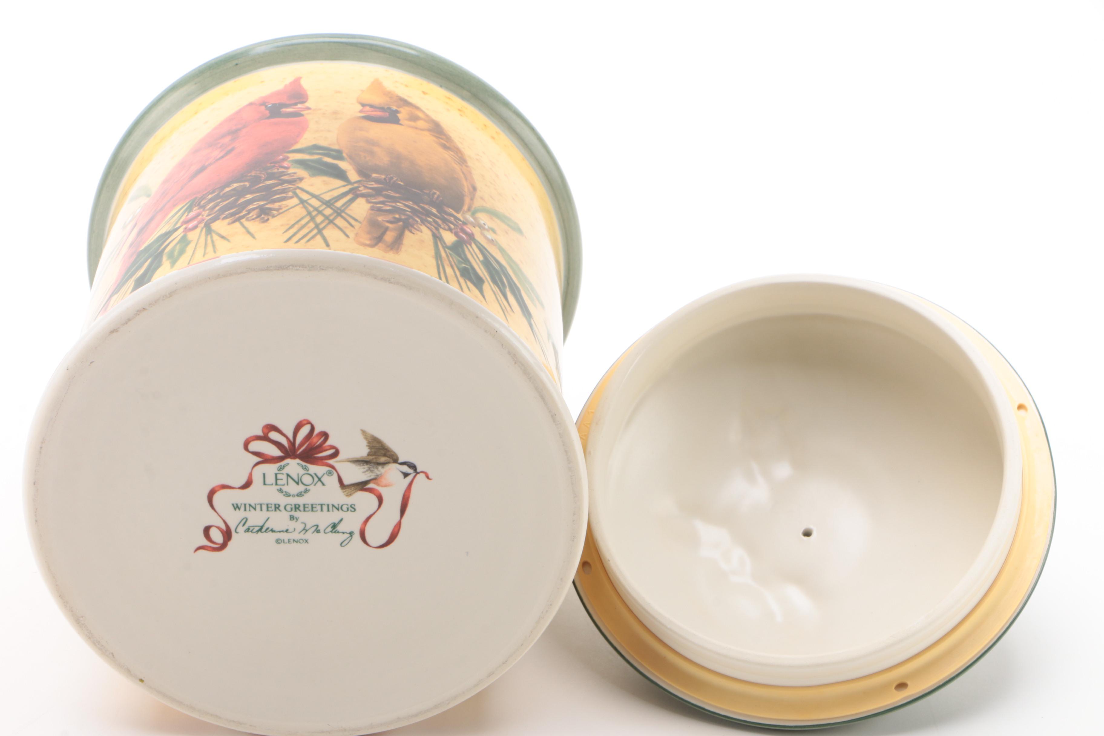 Lenox "Winter Greetings Everyday" Ceramic Dinnerware and Cookie Jar
