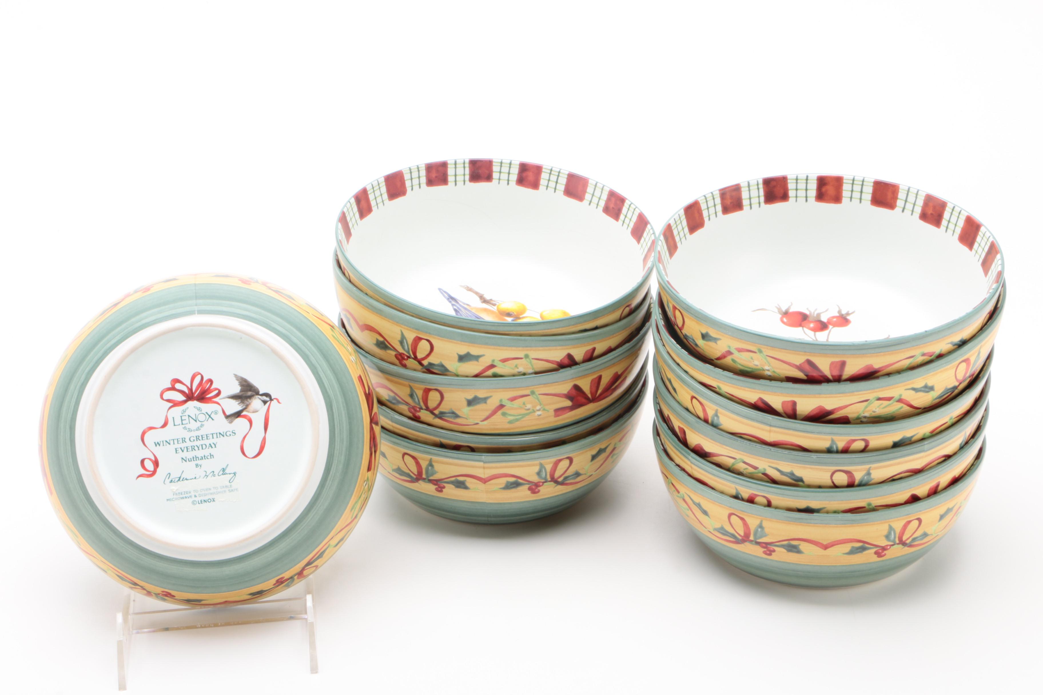 Lenox "Winter Greetings Everyday" Ceramic Dinnerware and Cookie Jar