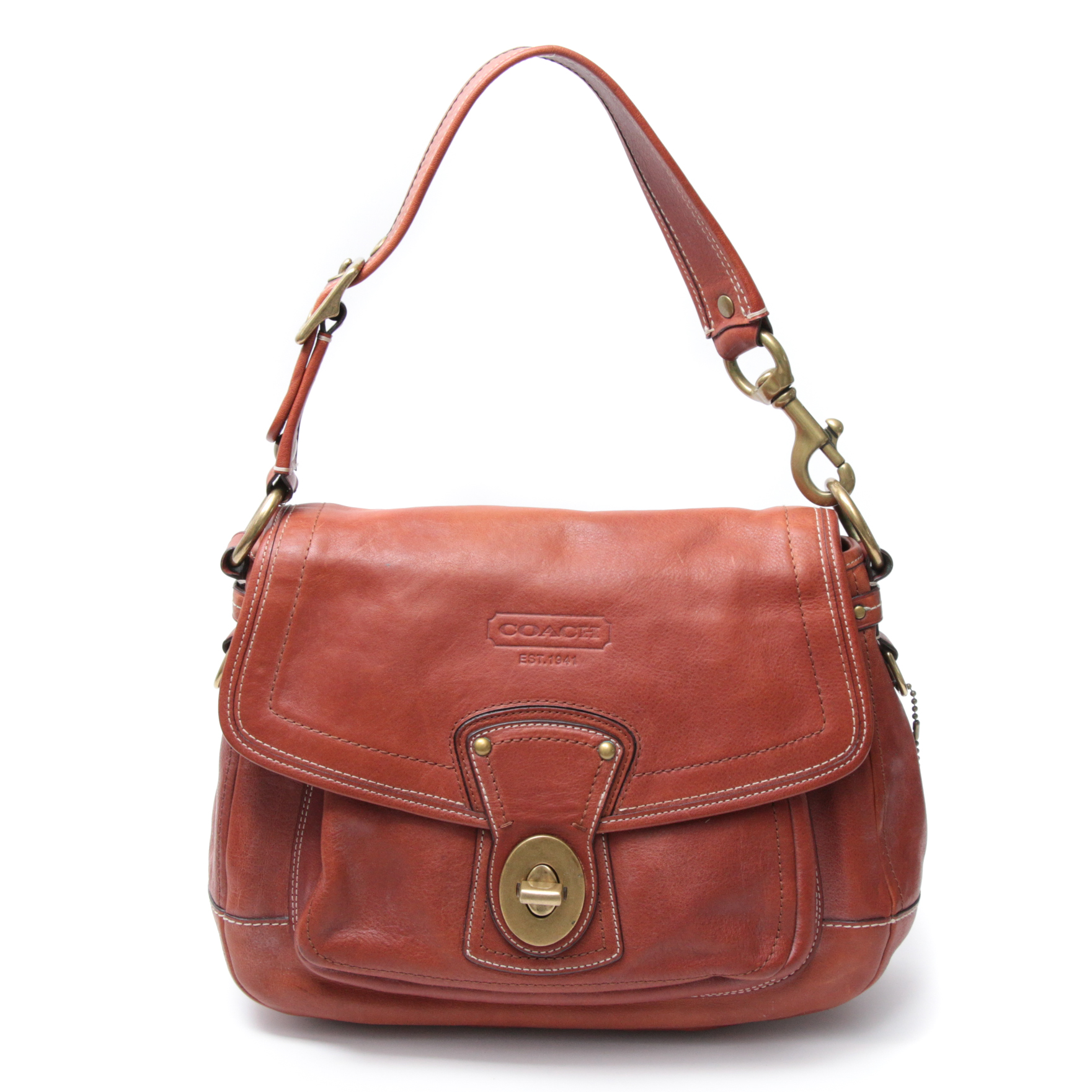 Coach Ali Legacy Flap Front Shoulder Bag in Whiskey Leather