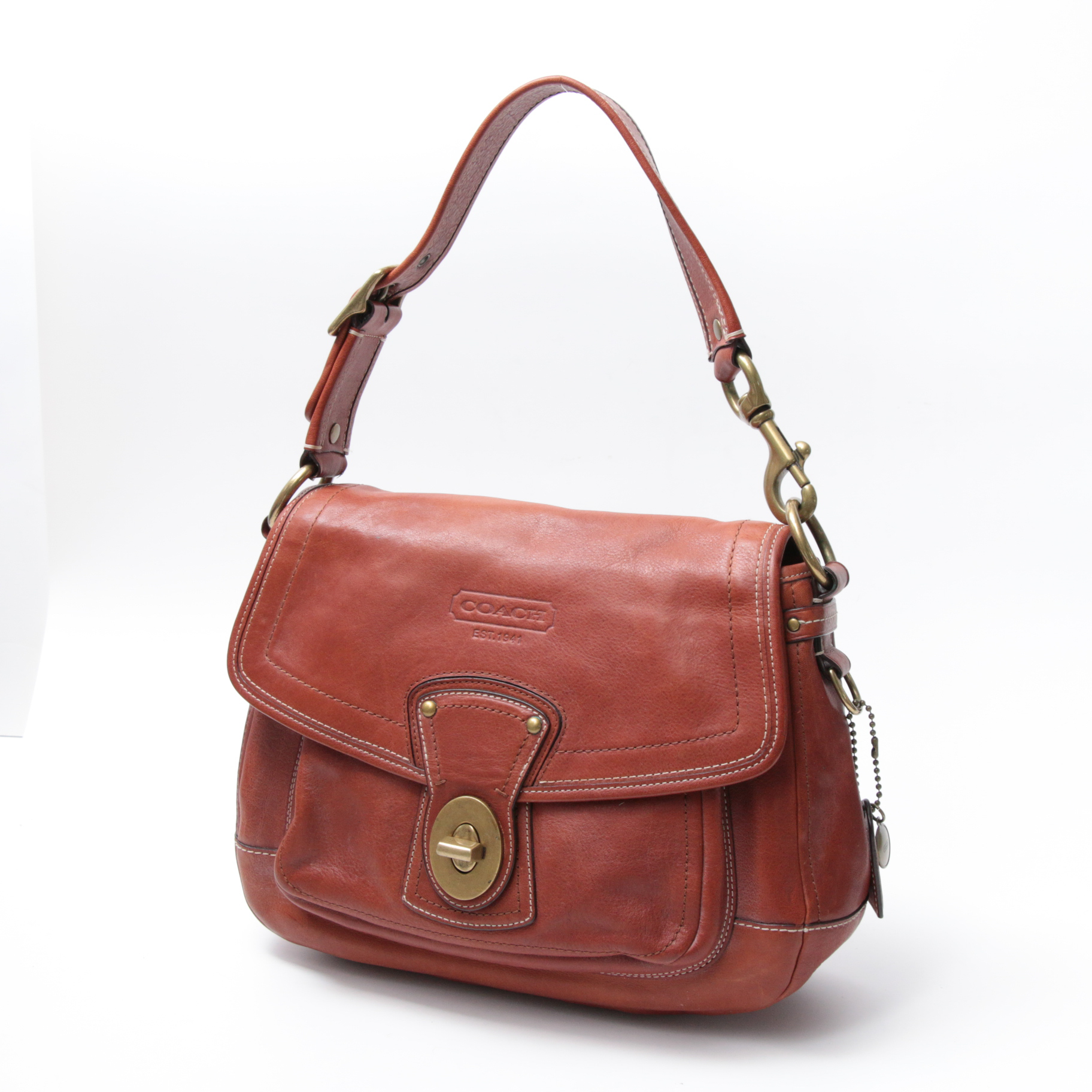 Coach Ali Legacy Flap Front Shoulder Bag in Whiskey Leather
