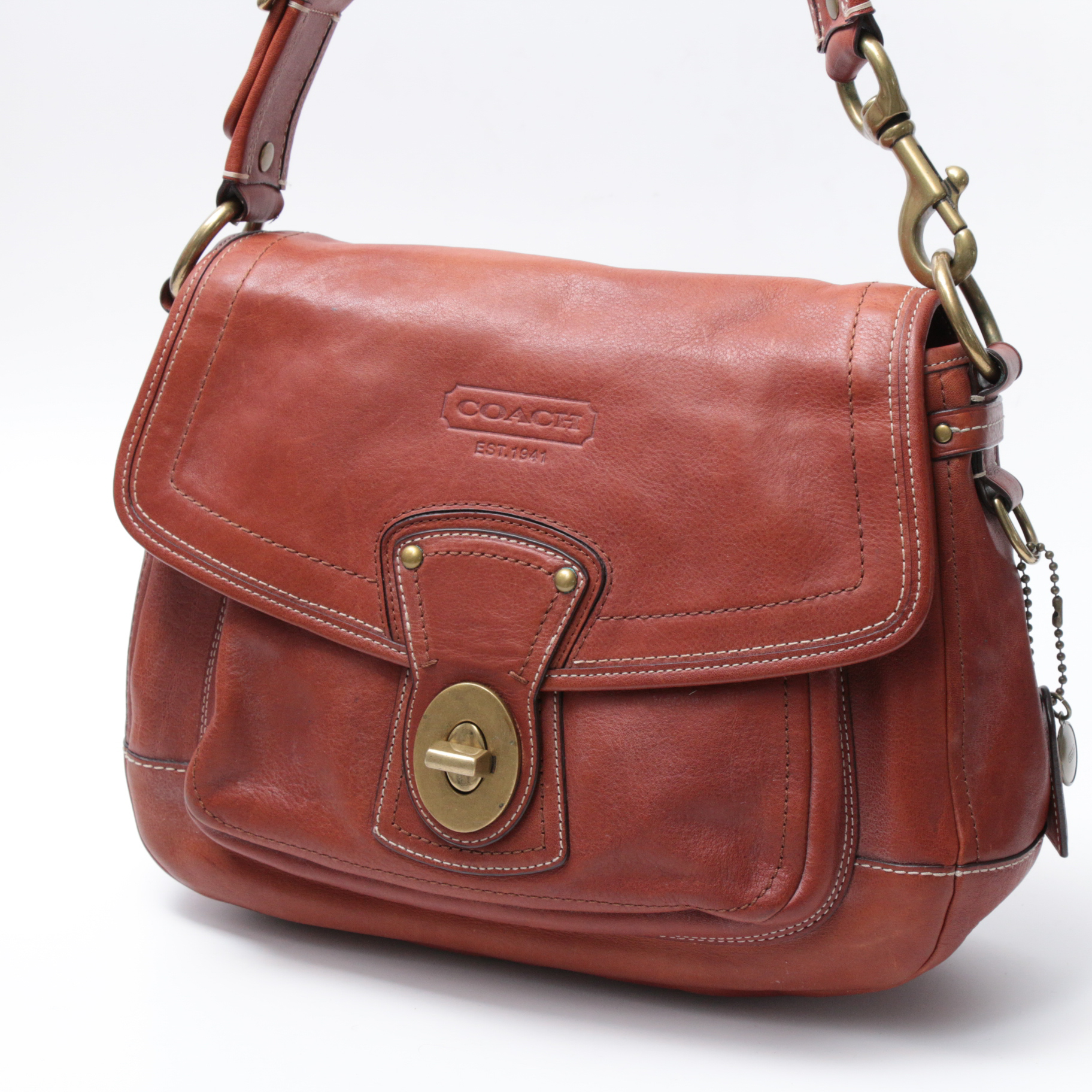 Coach Ali Legacy Flap Front Shoulder Bag in Whiskey Leather