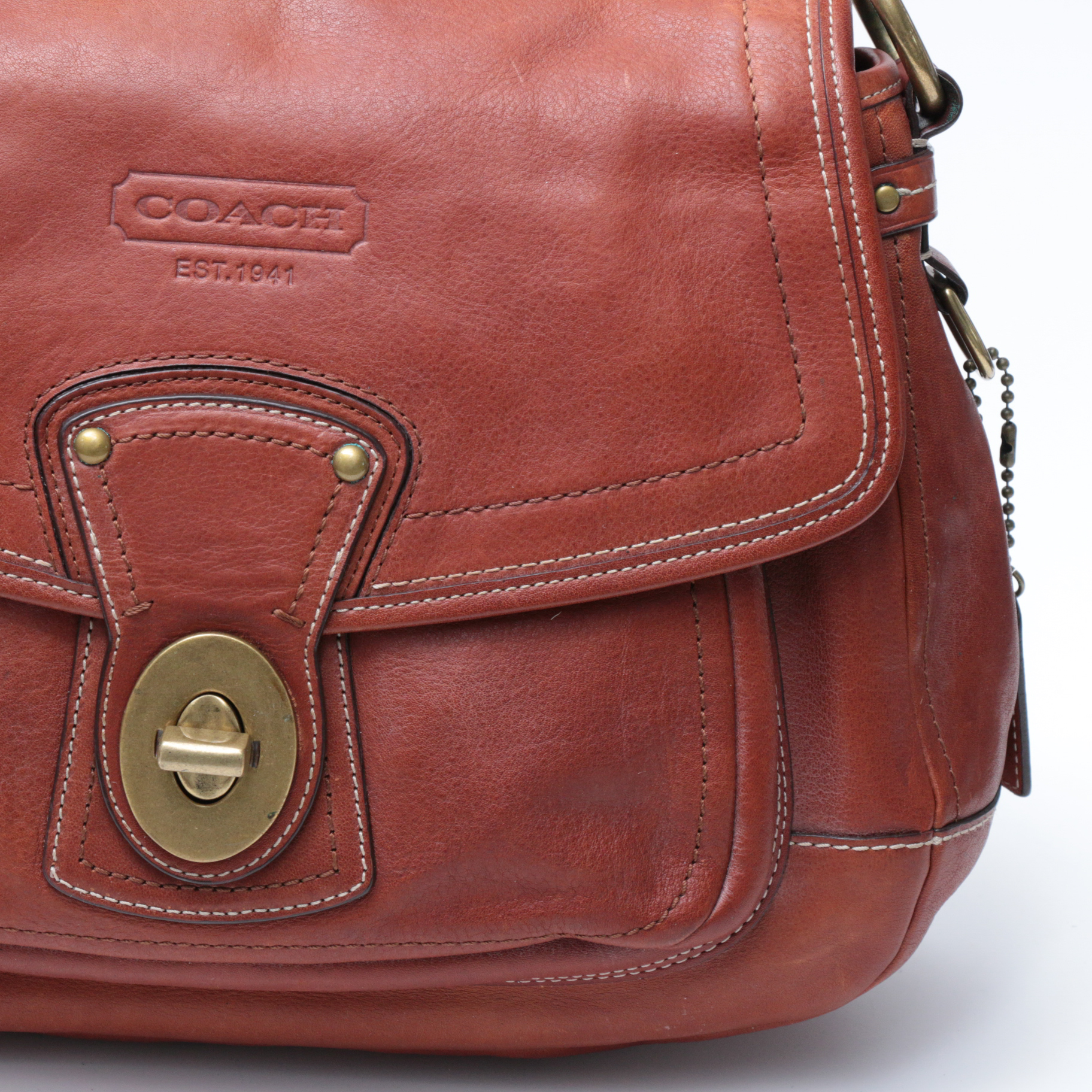 Coach Ali Legacy Flap Front Shoulder Bag in Whiskey Leather