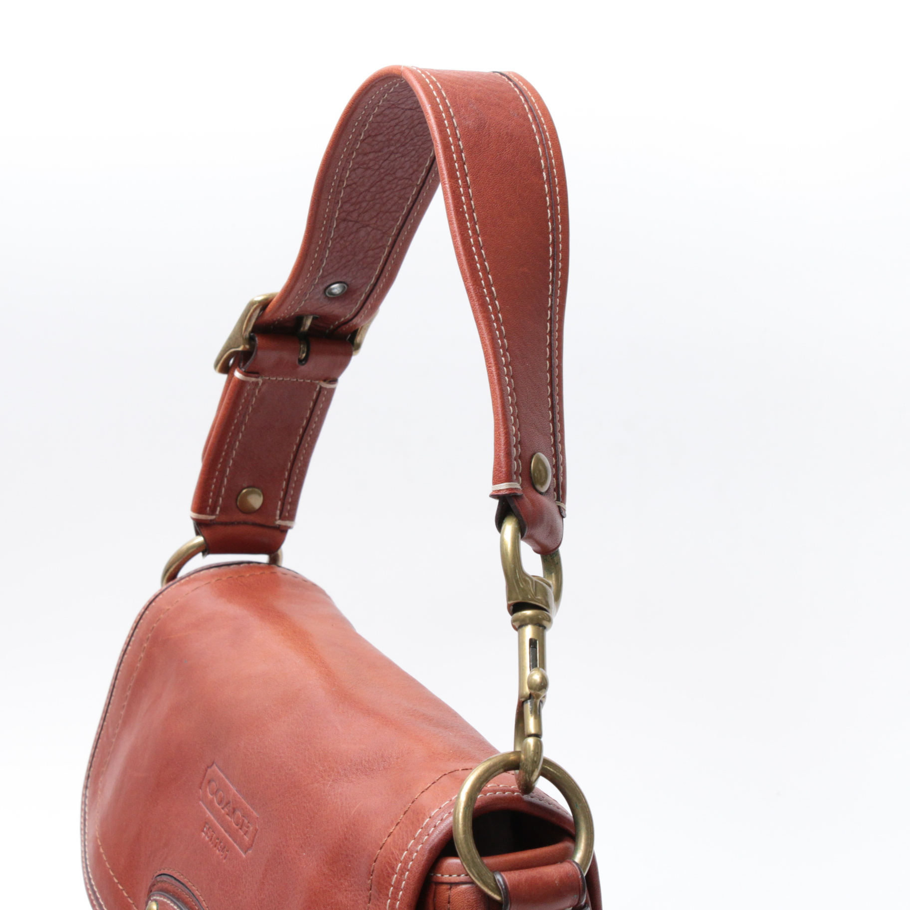 Coach Ali Legacy Flap Front Shoulder Bag in Whiskey Leather