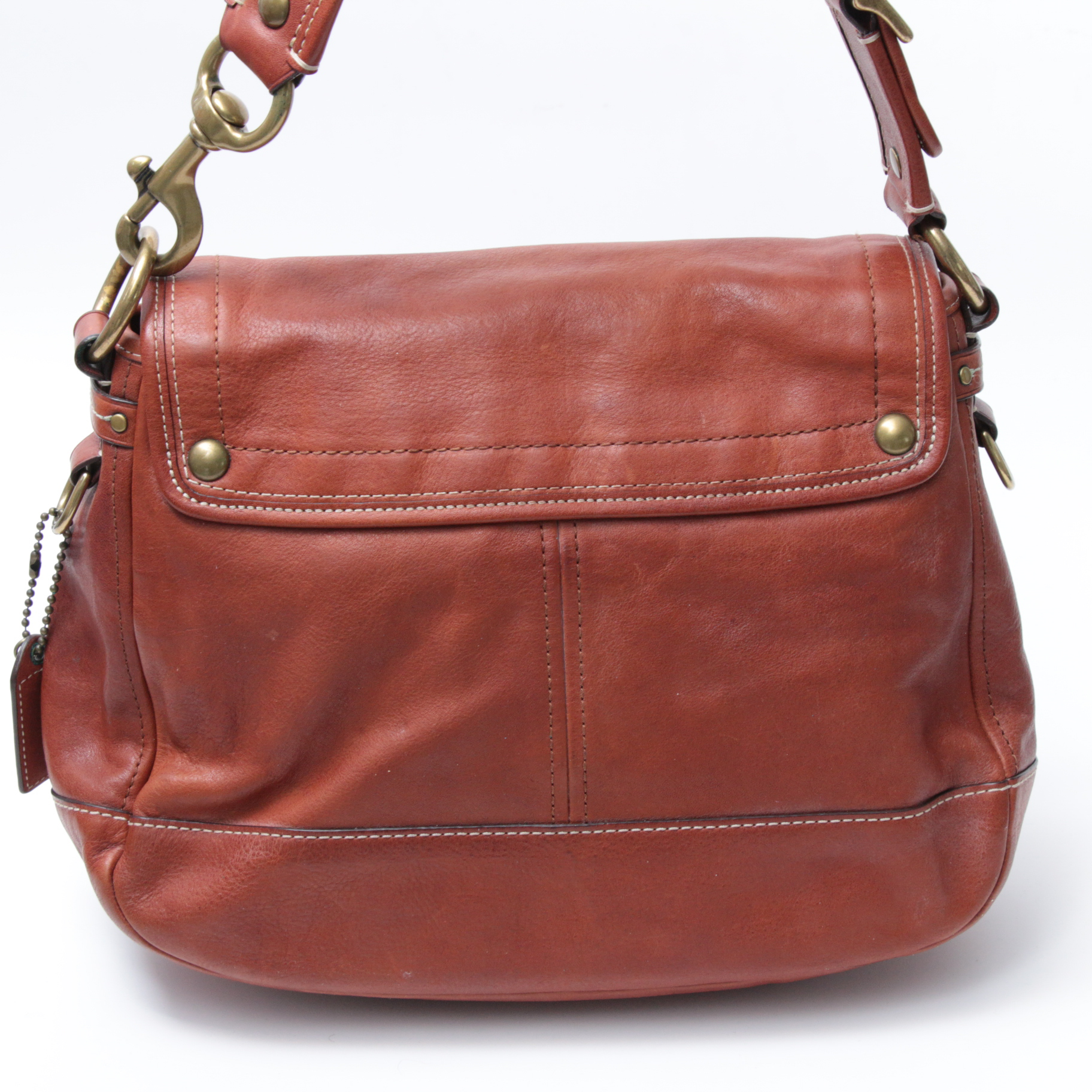 Coach Ali Legacy Flap Front Shoulder Bag in Whiskey Leather