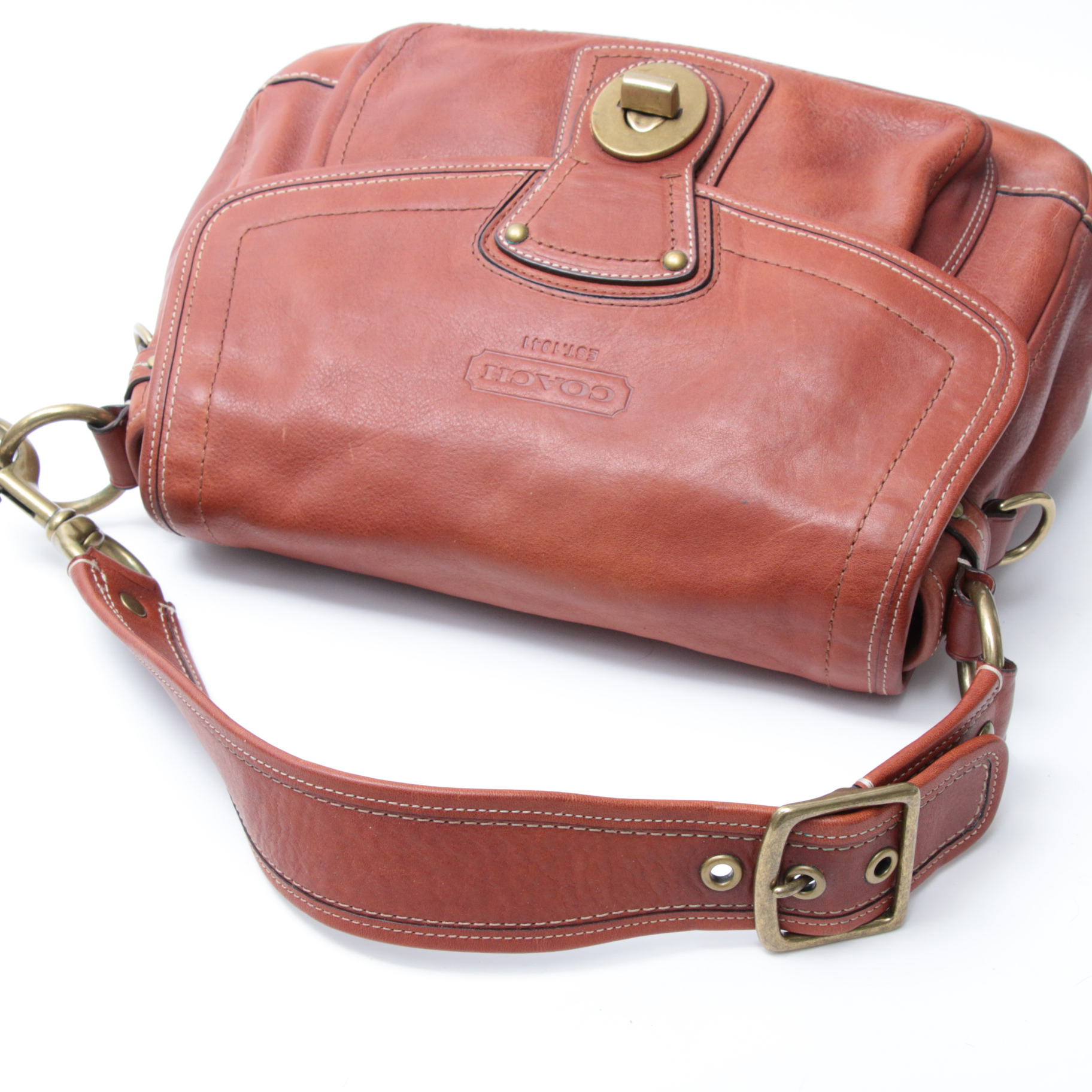 Coach Ali Legacy Flap Front Shoulder Bag in Whiskey Leather