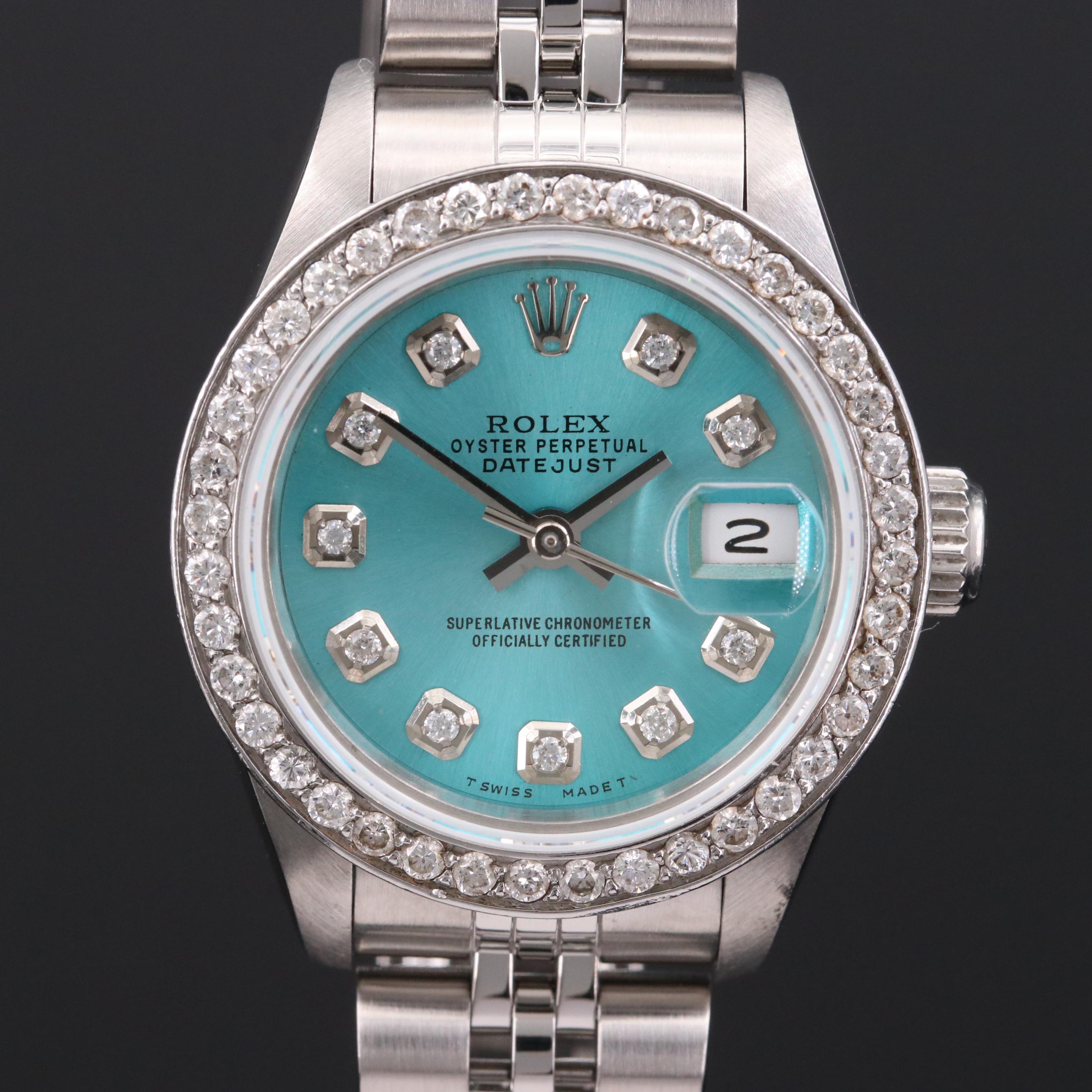 1991 Rolex Datejust Stainless Steel With Diamond Bezel and Dial Watch