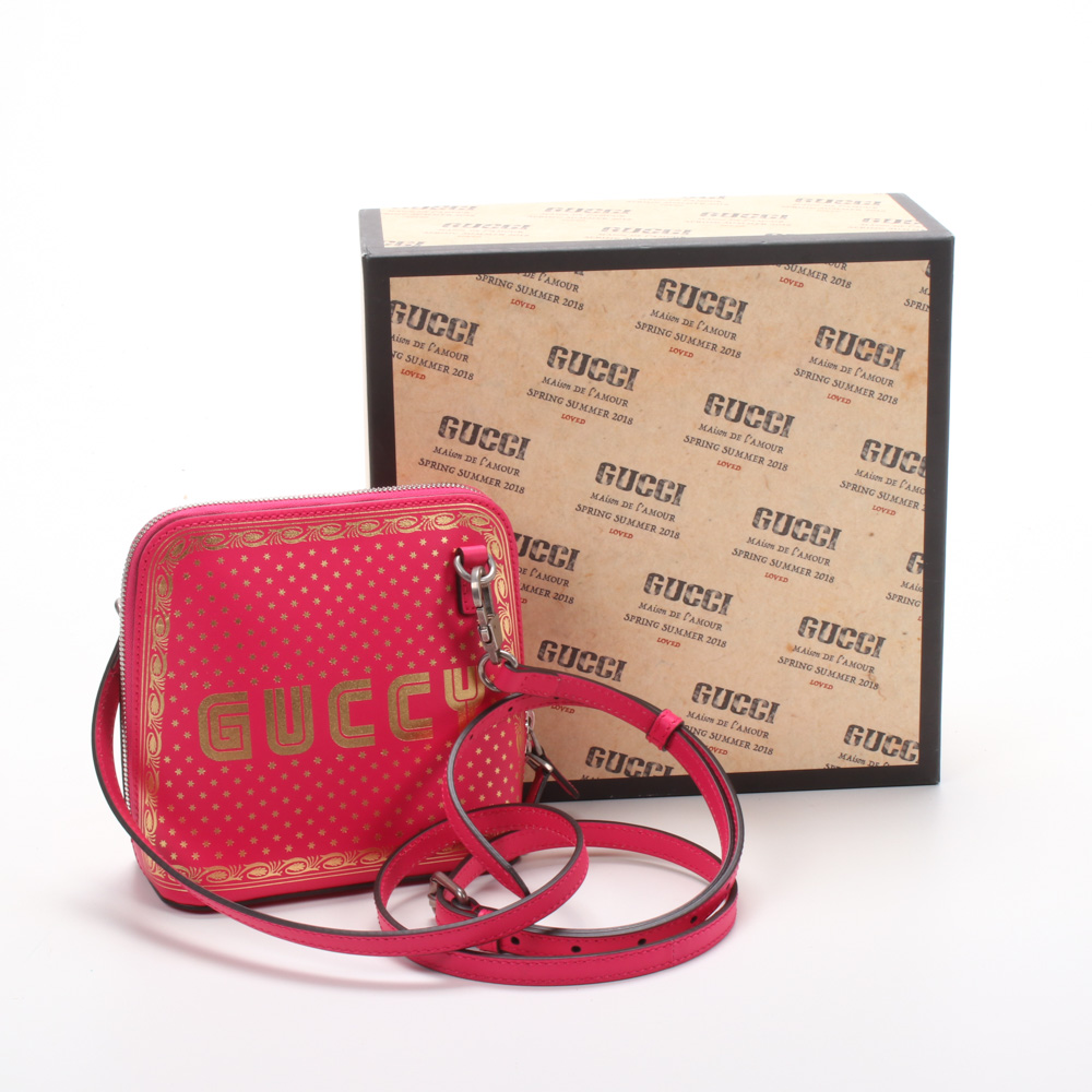 Gucci Sega Script Hot Pink and Gold Dome Crossbody