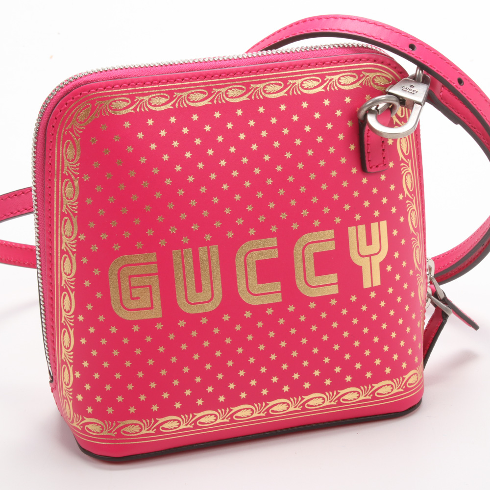 Gucci Sega Script Hot Pink and Gold Dome Crossbody