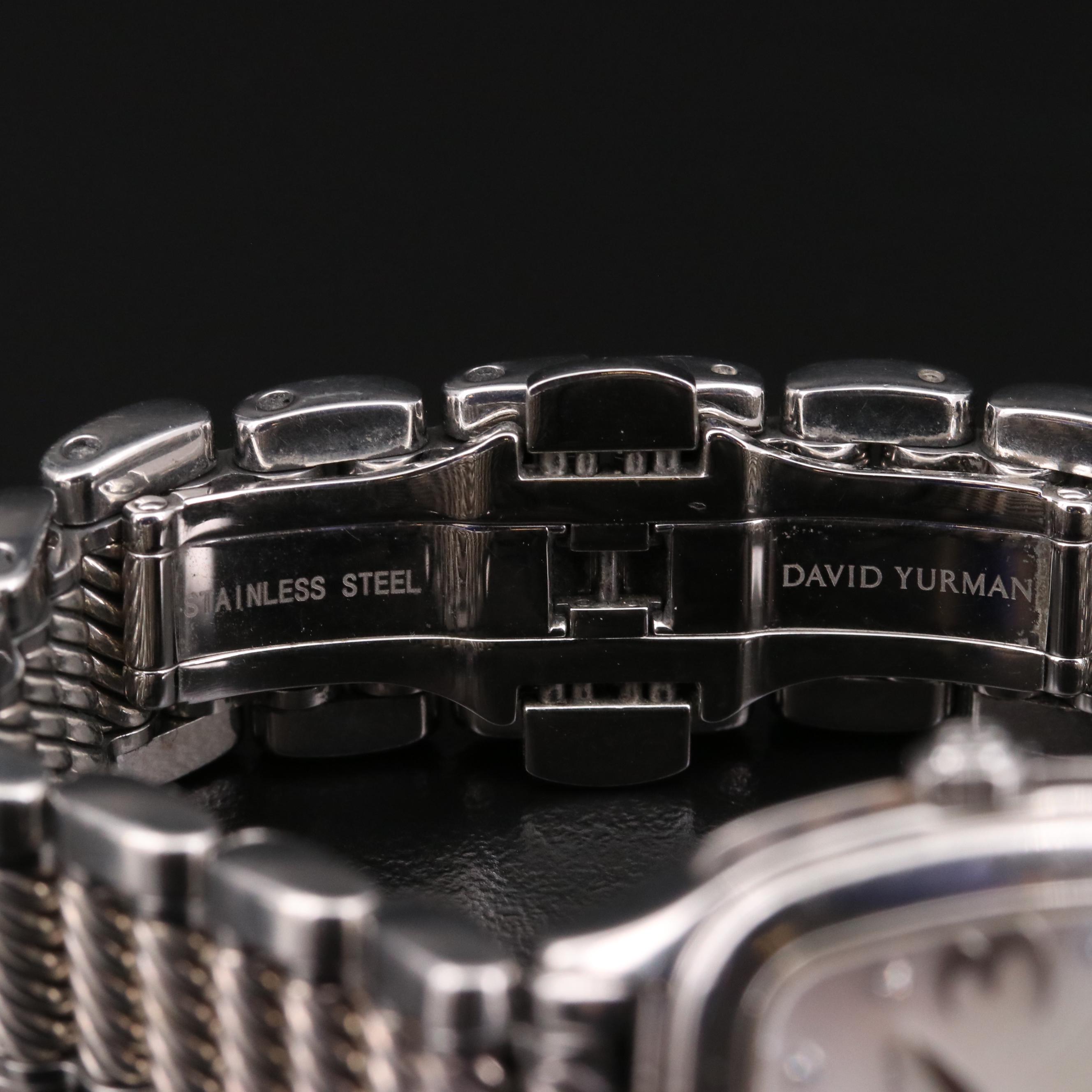 David Yurman "Thoroughbred" Stainless Steel and Diamond Dial Watch