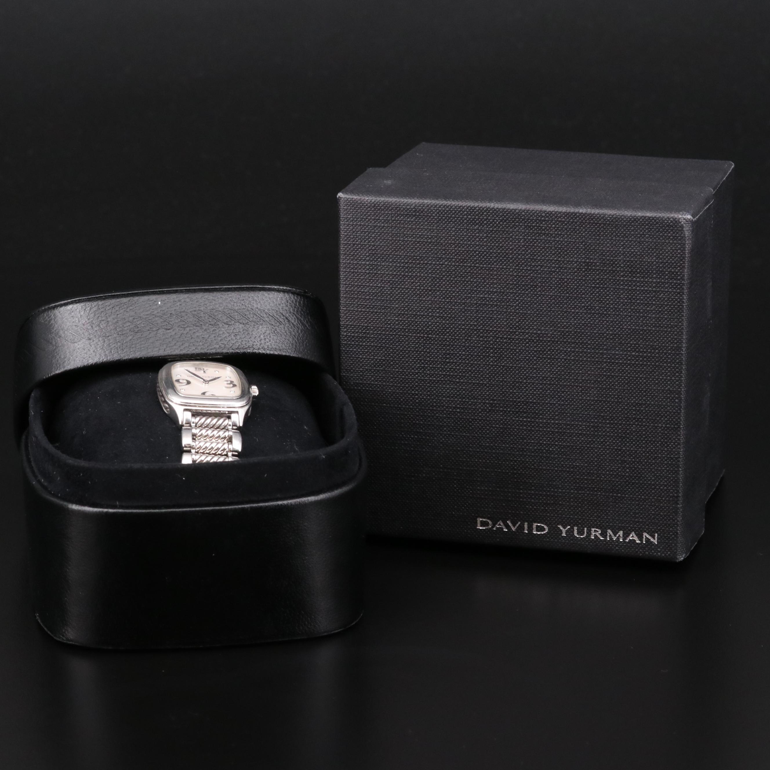 David Yurman "Thoroughbred" Stainless Steel and Diamond Dial Watch