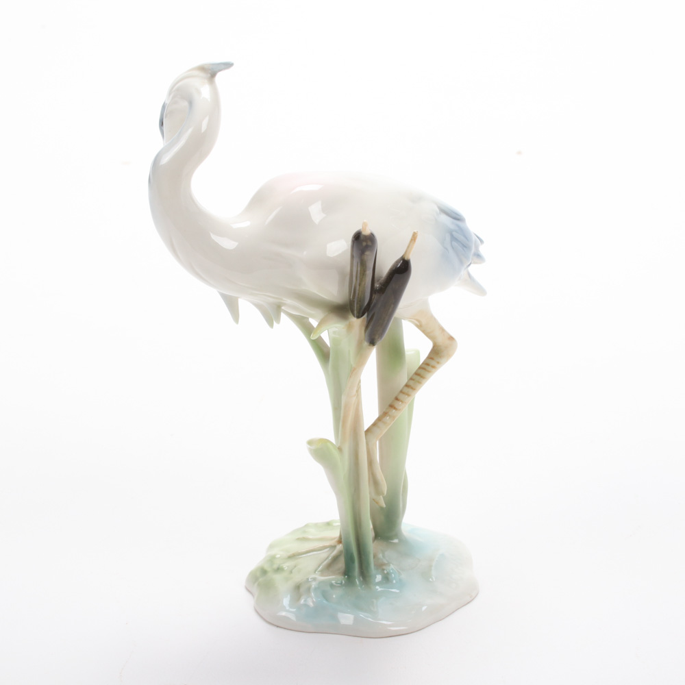 Kaiser Porcelain Heron Figurine, Mid-20th Century