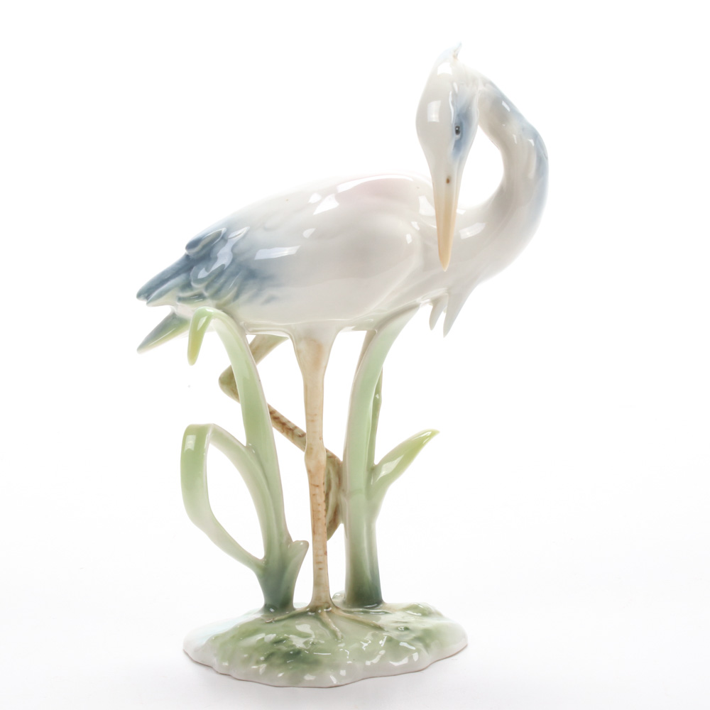 Kaiser Porcelain Heron Figurine, Mid-20th Century
