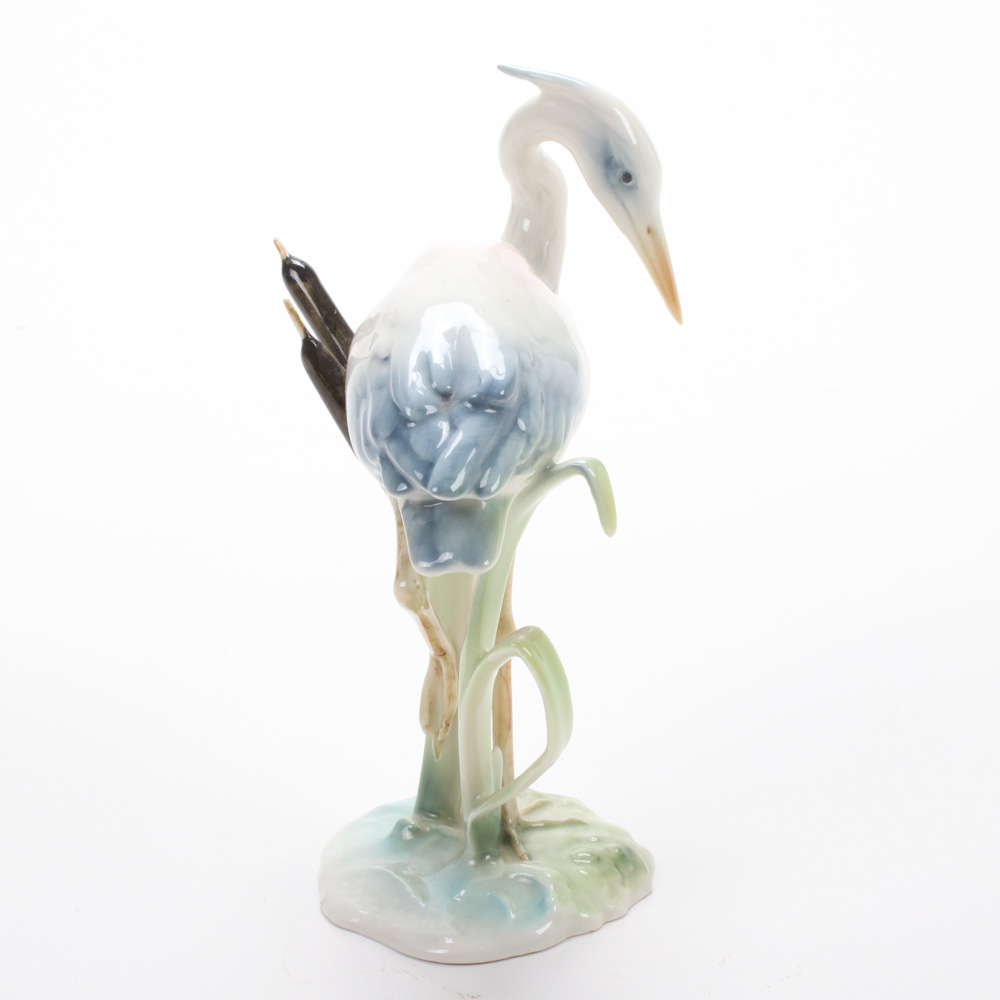 Kaiser Porcelain Heron Figurine, Mid-20th Century